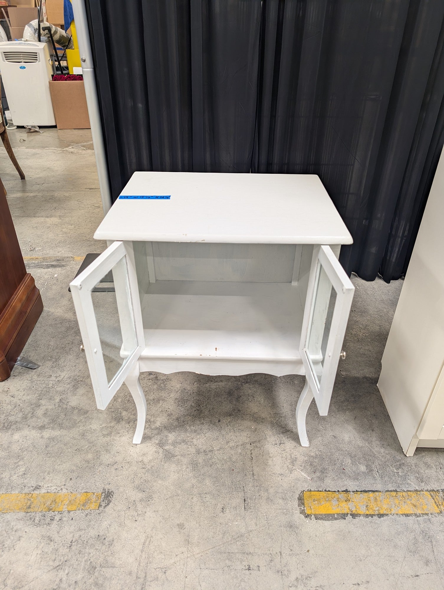 White French Provincial Style Nightstand with Glass Doors