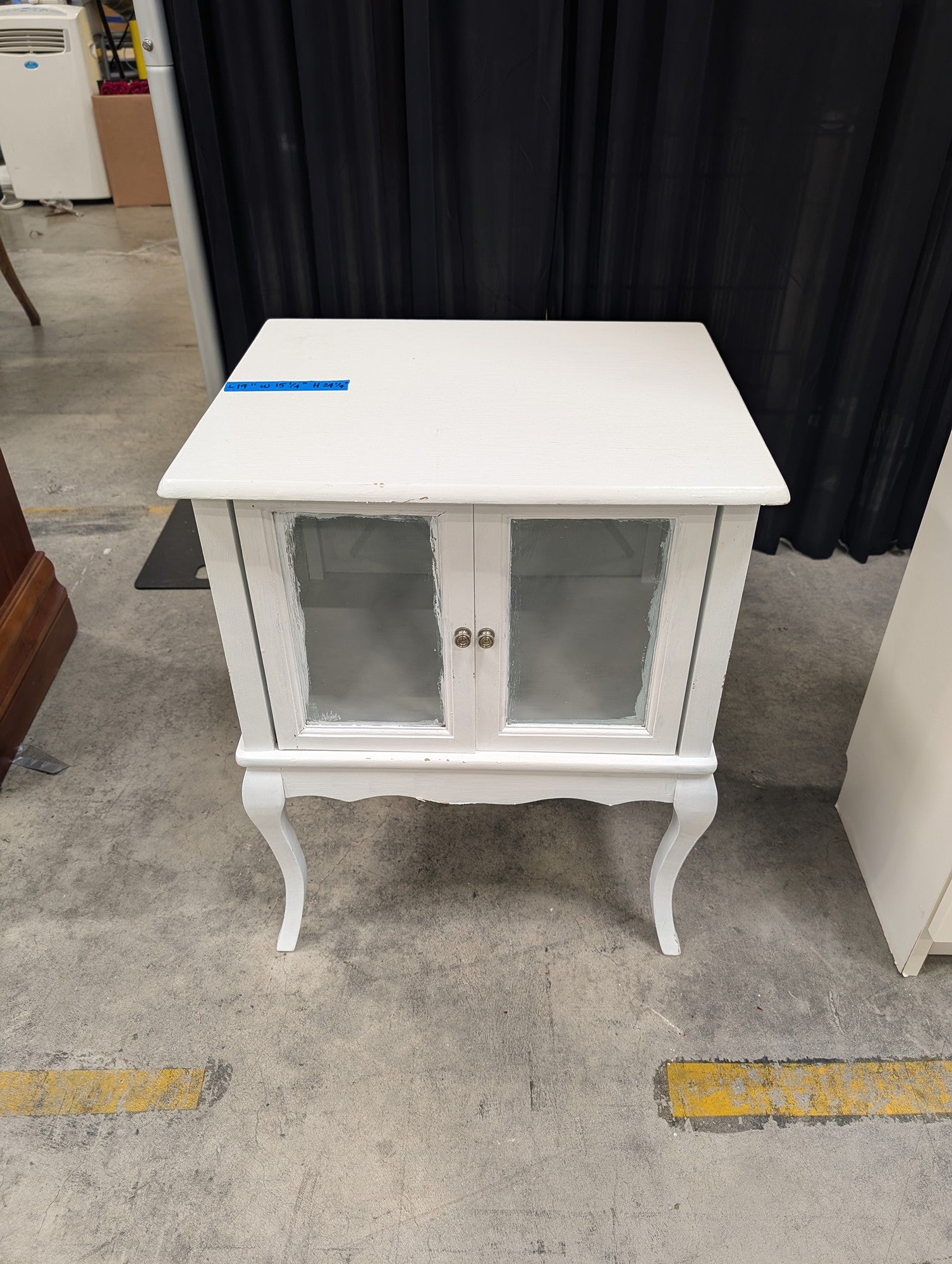 White French Provincial Style Nightstand with Glass Doors