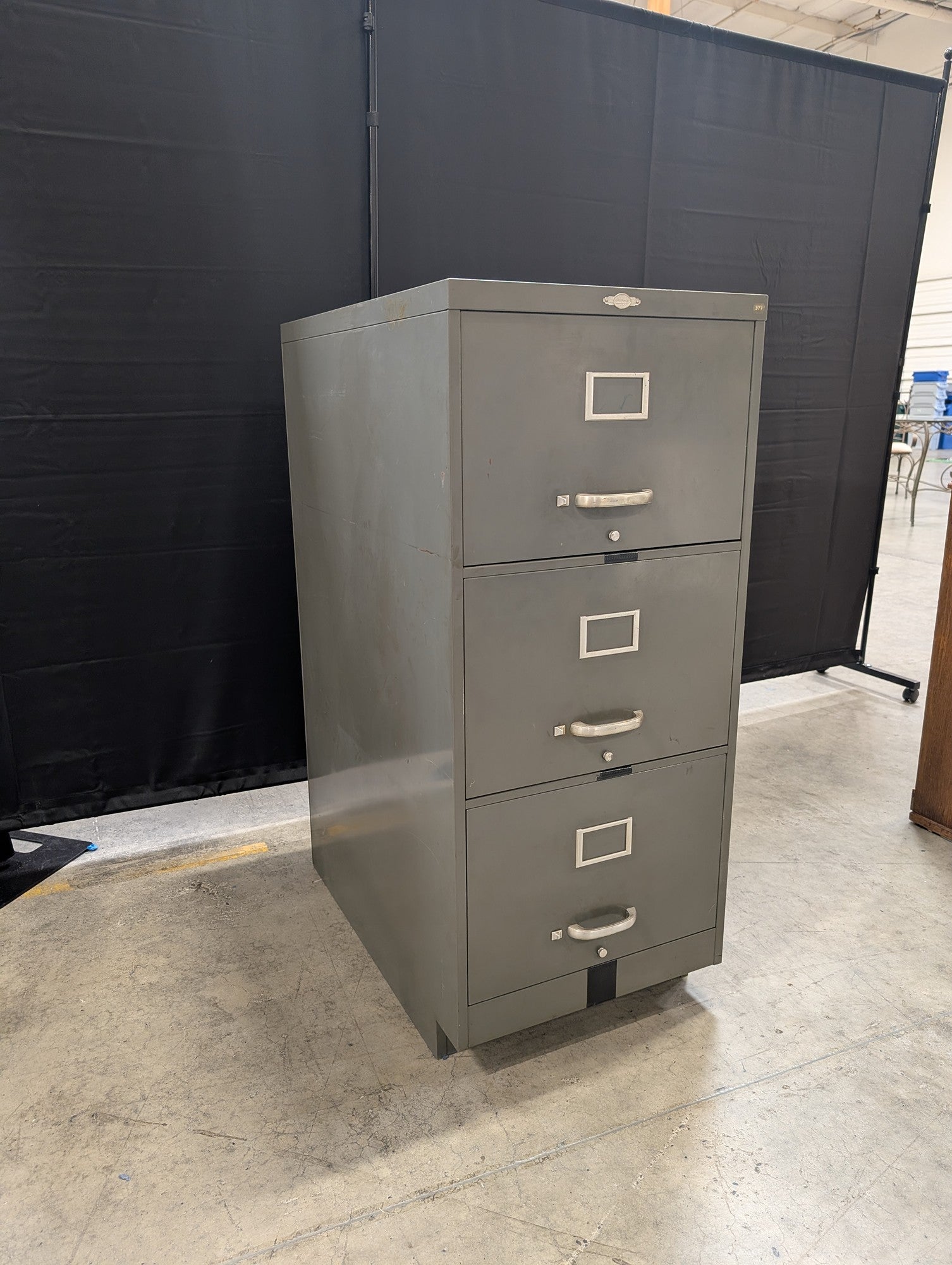 Art Metal Grey Three-Drawer Filing Cabinet