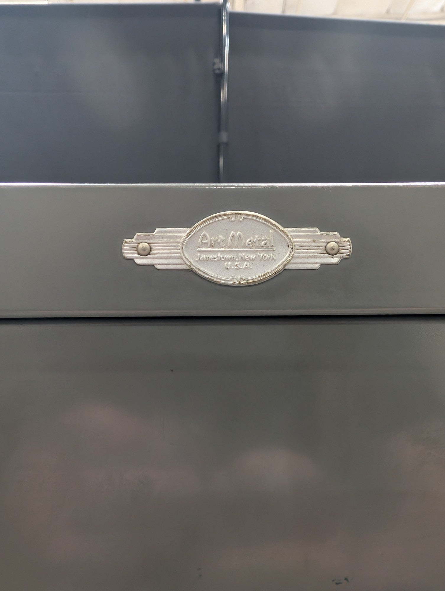 Art Metal Grey Three-Drawer Filing Cabinet