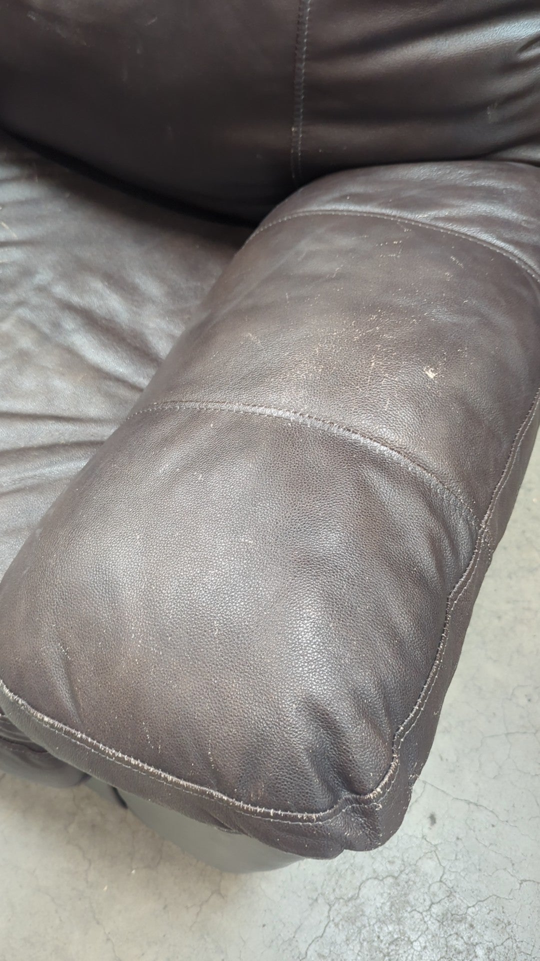 Dark Brown Leather Padded Armchair