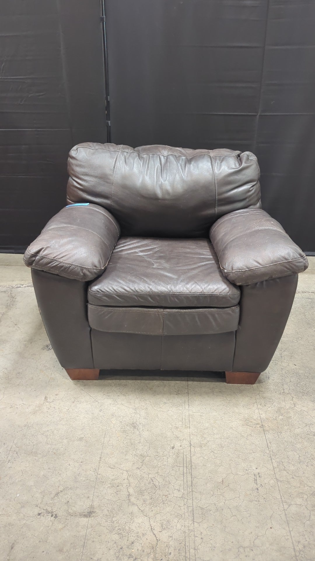 Dark Brown Leather Padded Armchair