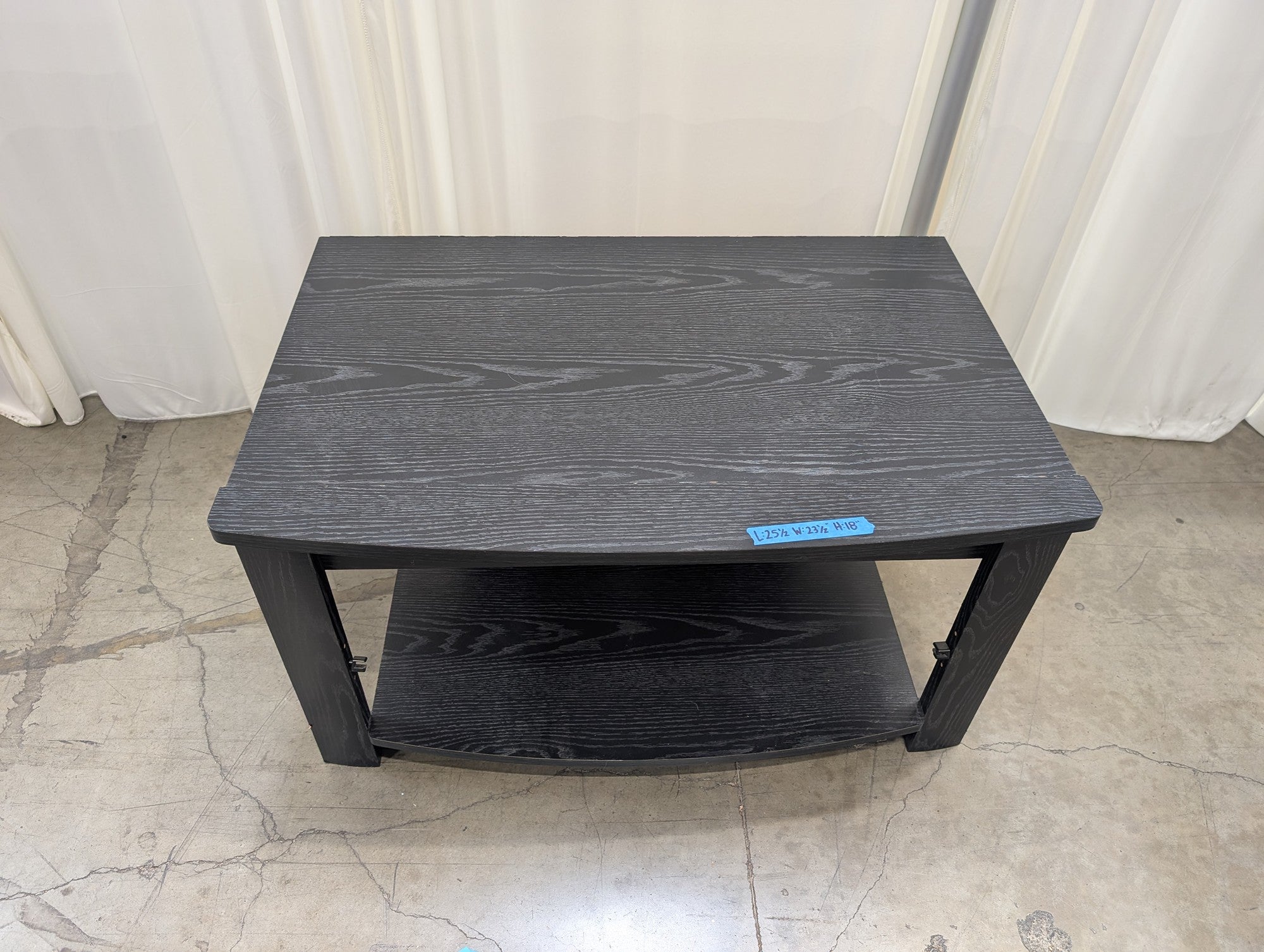 Black Wood Grain Open Shelf TV Stand
