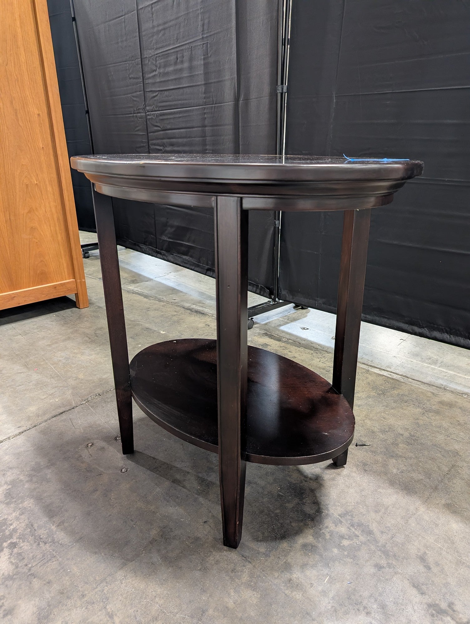 Dark Brown Oval Wood End Table