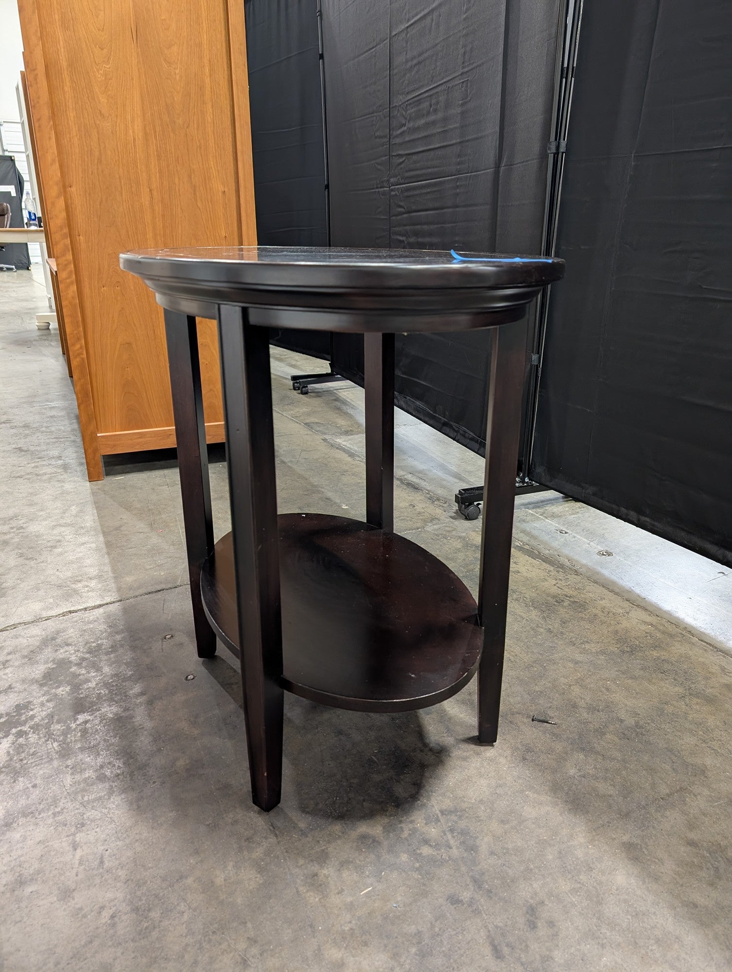 Dark Brown Oval Wood End Table