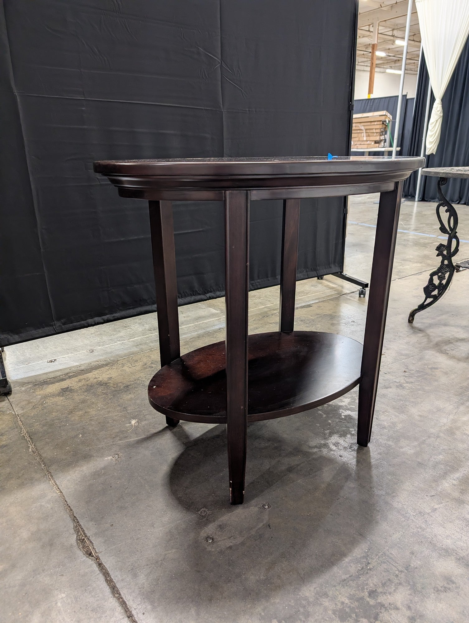 Dark Brown Oval Wood End Table