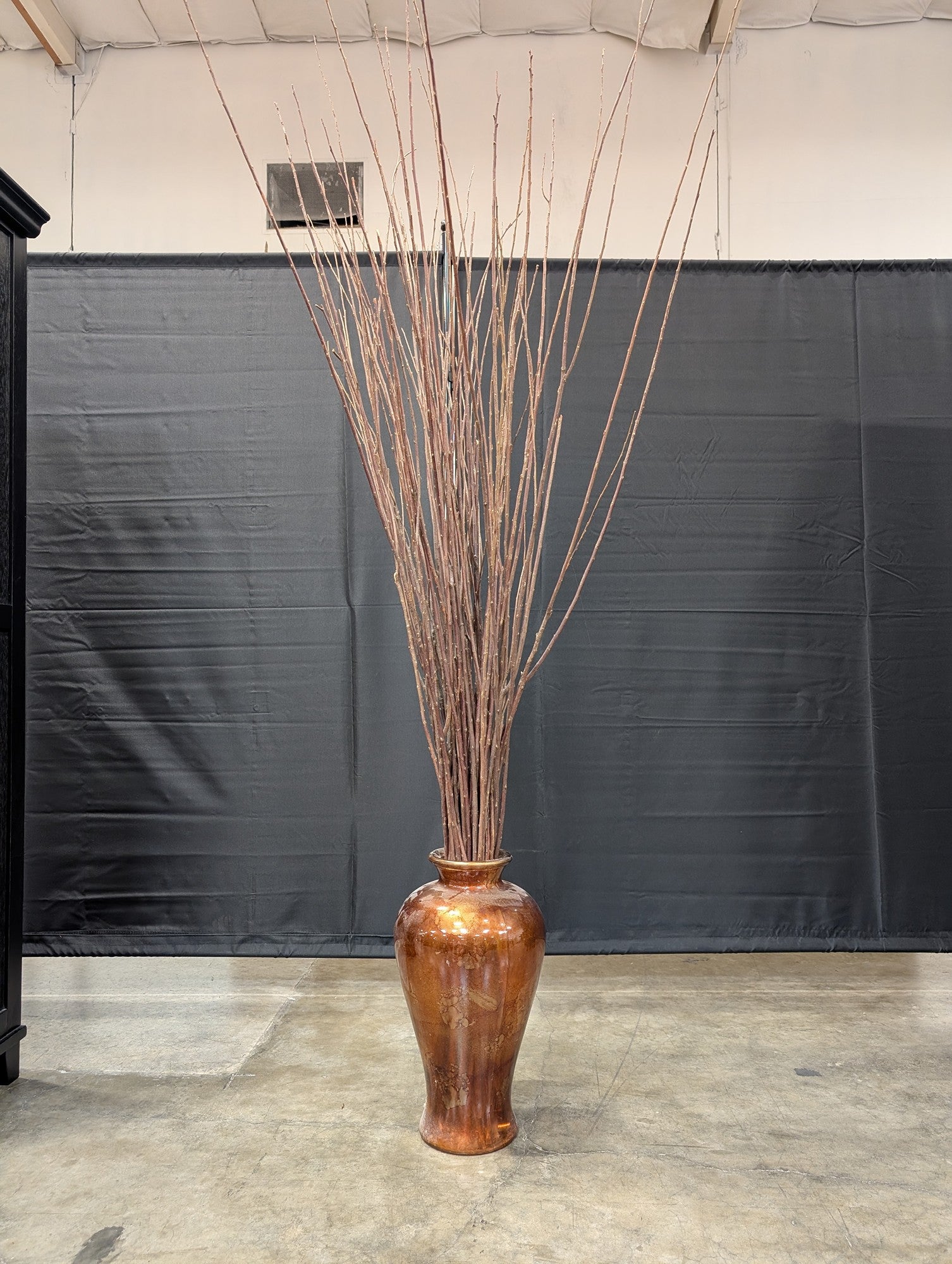 Tall Coppery Bronze Decorative Floor Vase