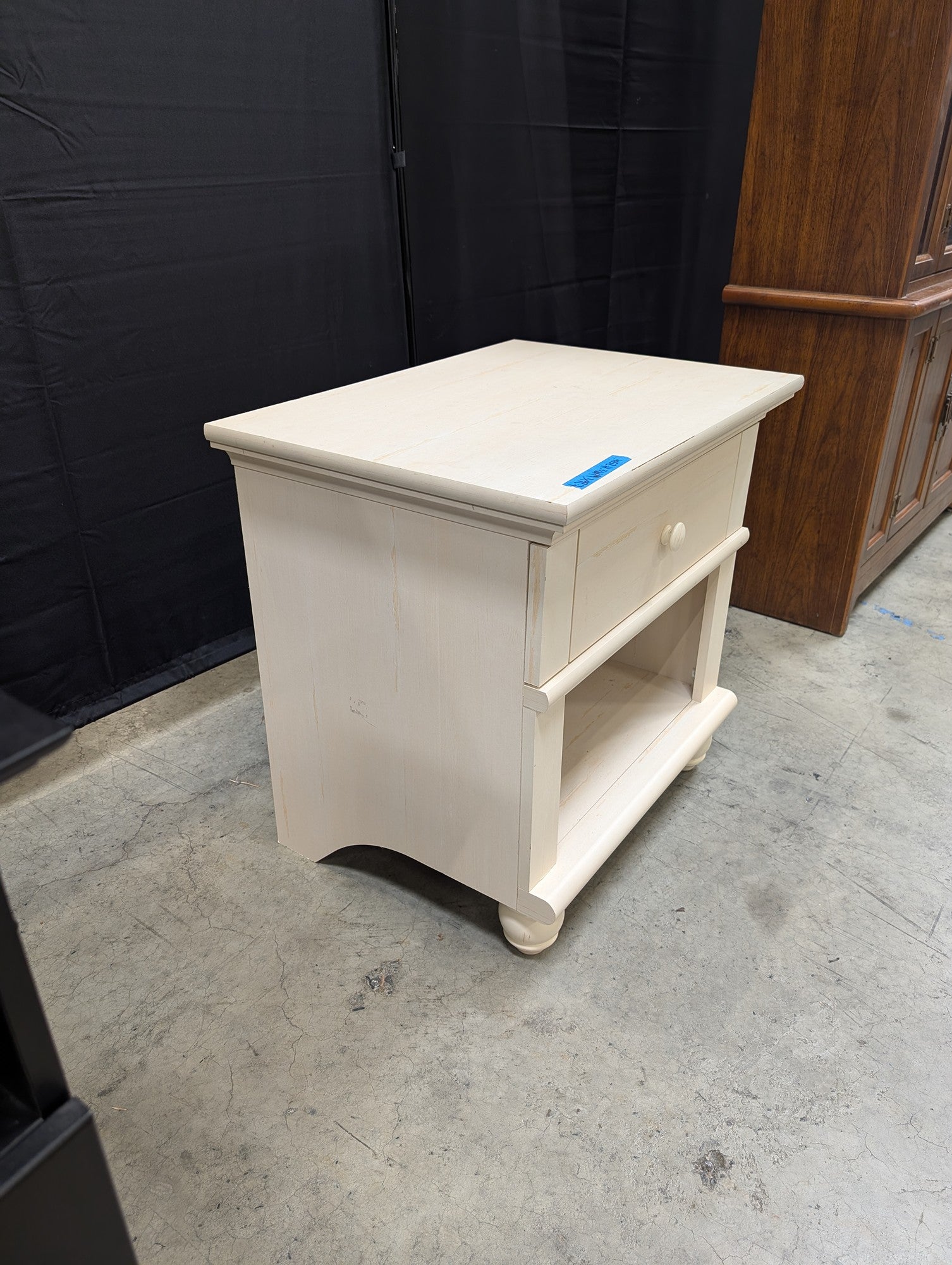 Pale Wood Single Drawer Nightstand with Open Shelf