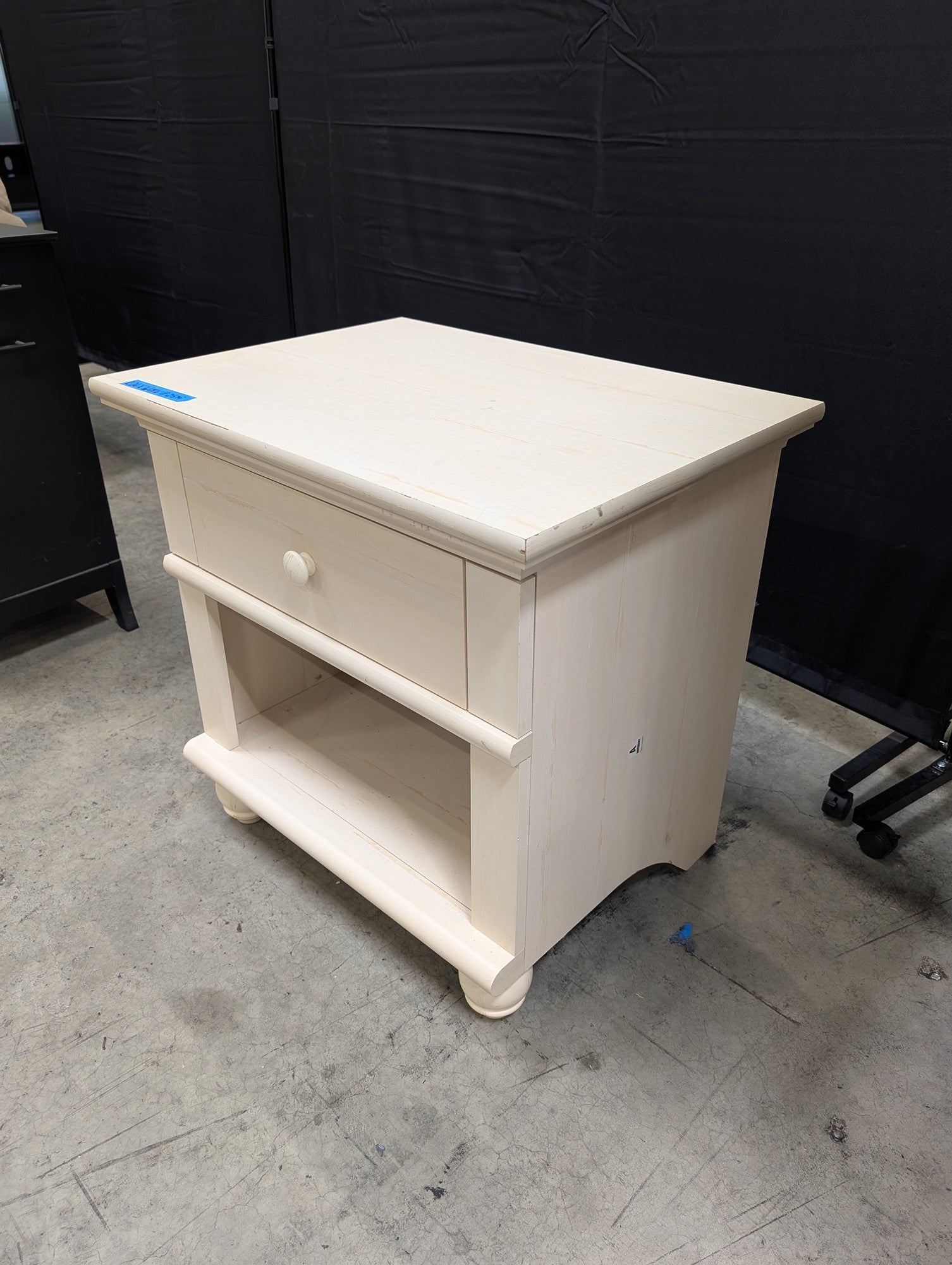 Pale Wood Single Drawer Nightstand with Open Shelf