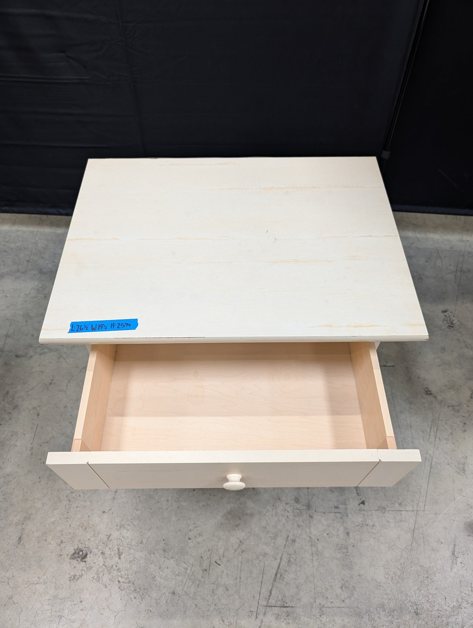 Pale Wood Single Drawer Nightstand with Open Shelf