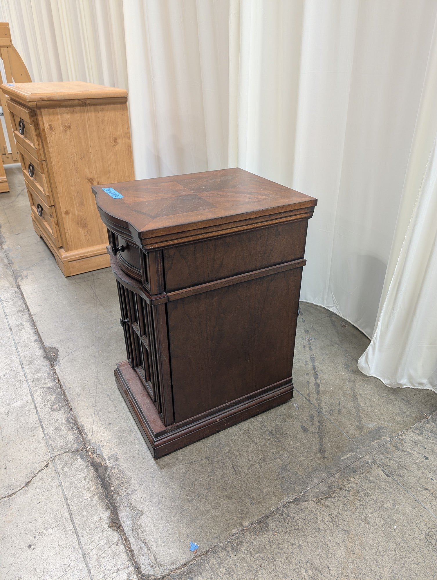 Dark Wood Nightstand with Built-in Power Outlets