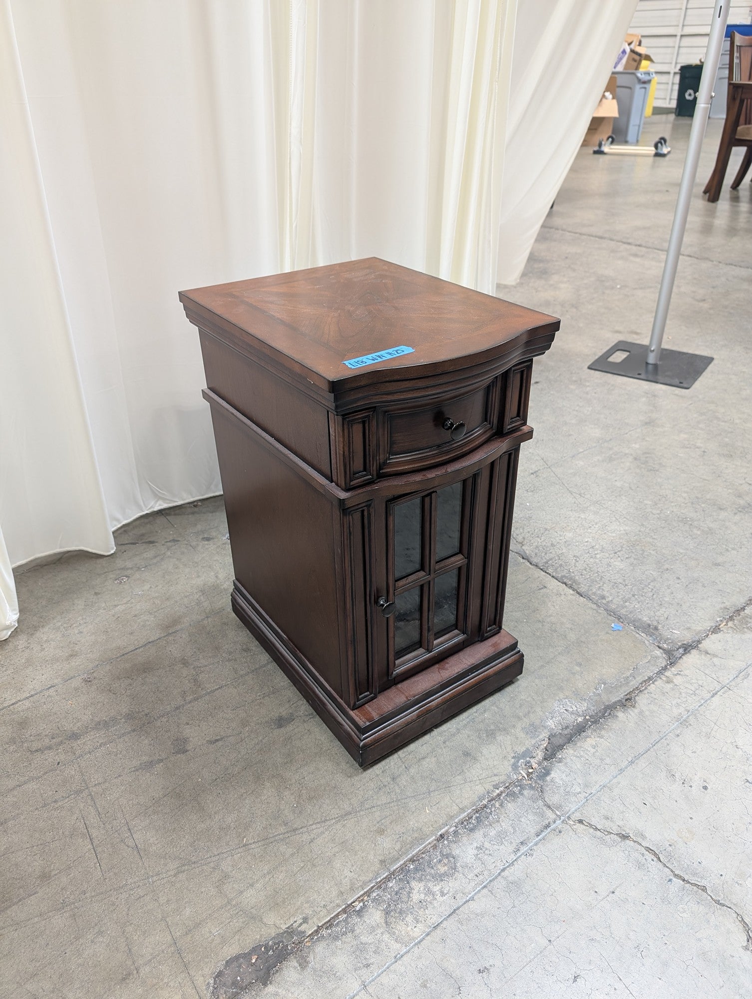 Dark Wood Nightstand with Built-in Power Outlets