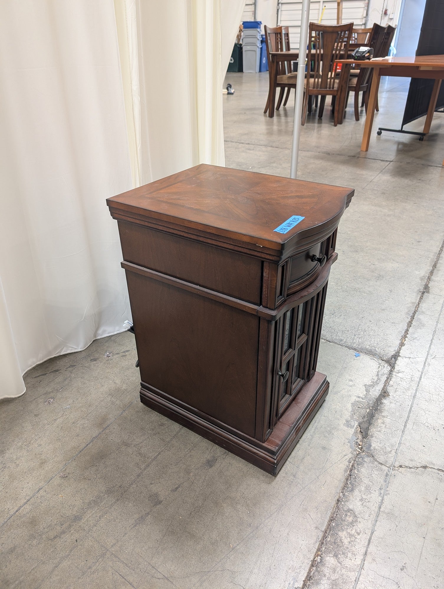 Dark Wood Nightstand with Built-in Power Outlets