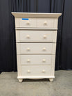 Cream Wood Tall Dresser with Round Knobs