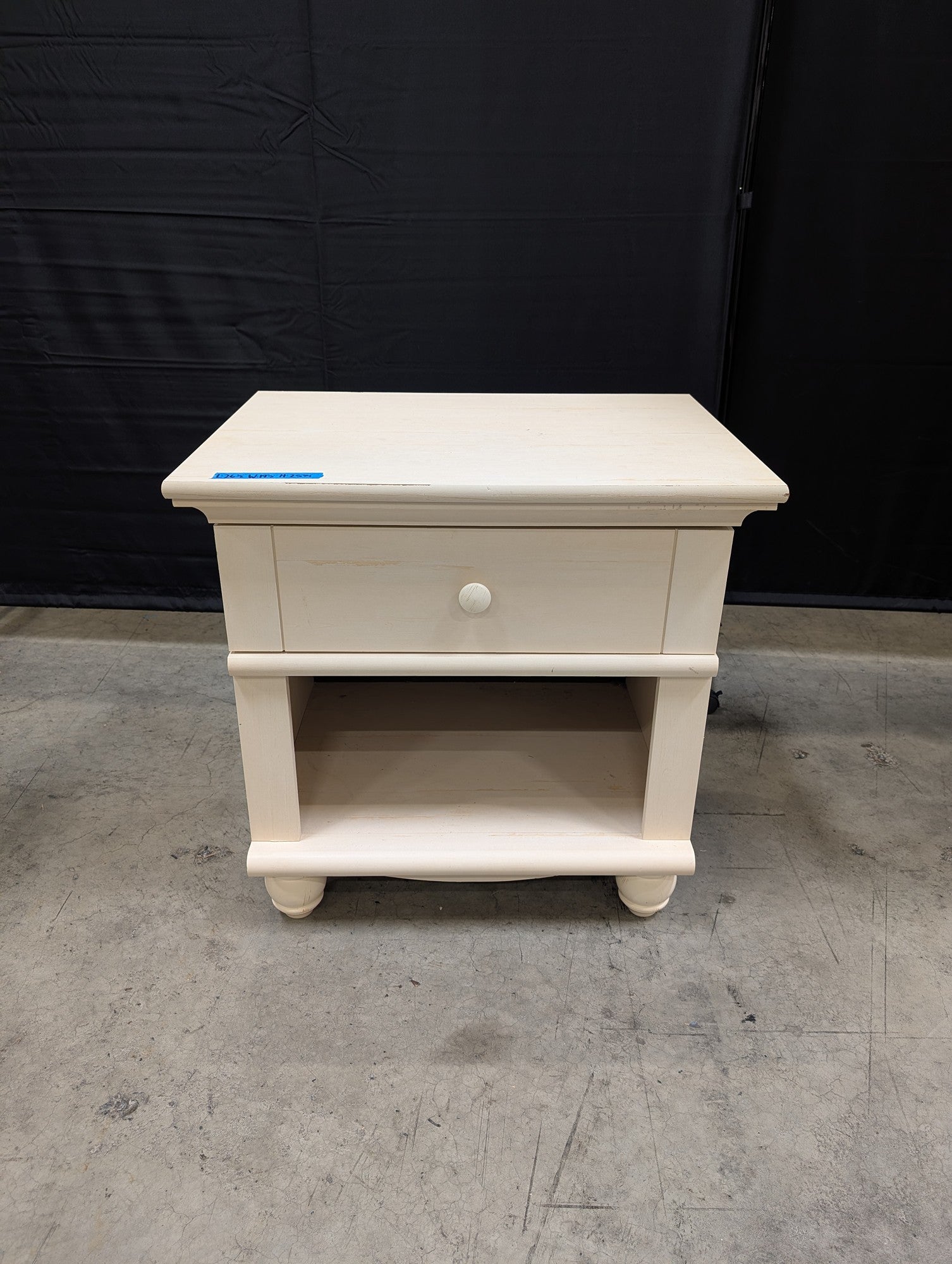 Pale Wood Single Drawer Nightstand with Open Shelf