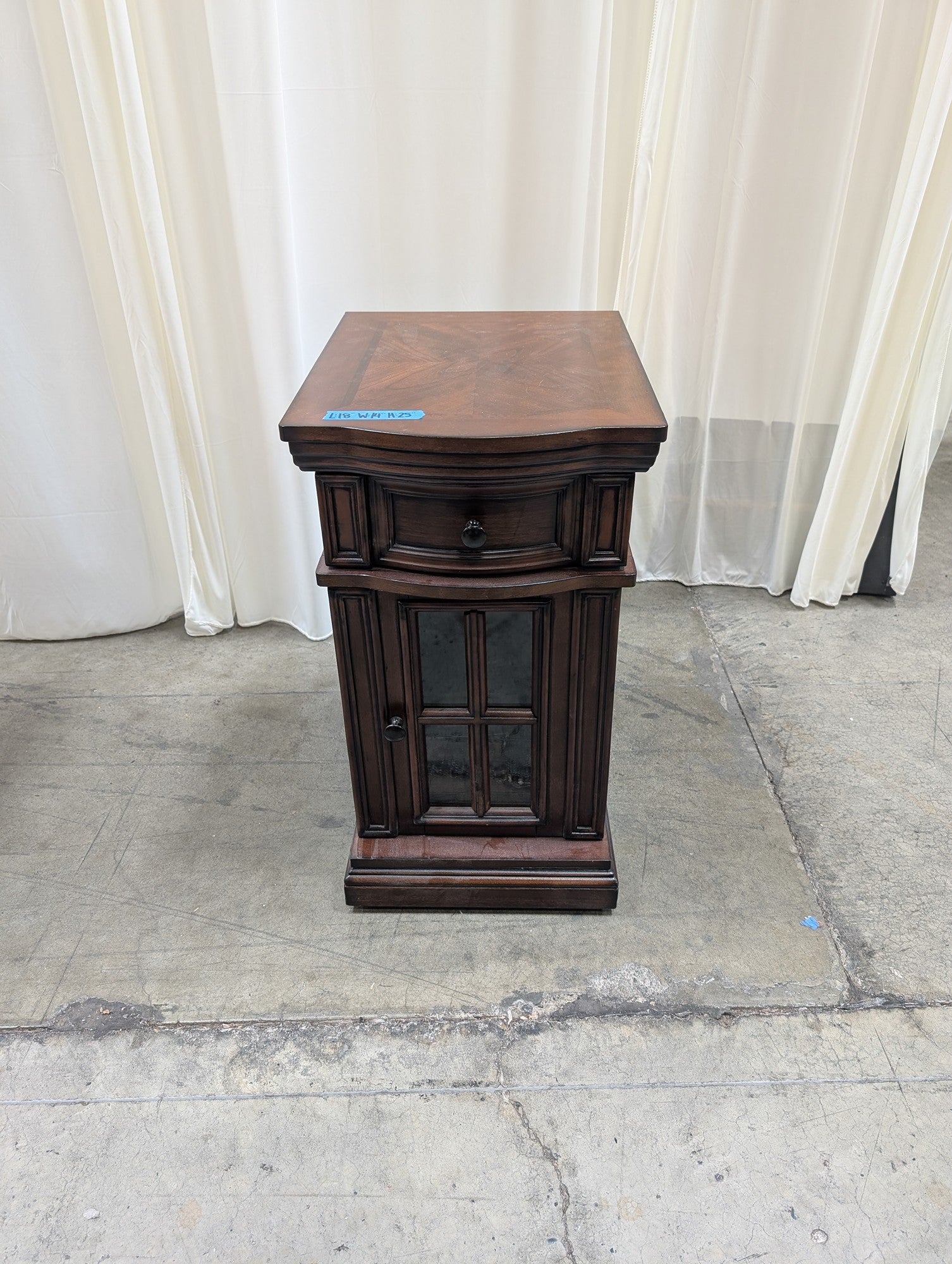 Dark Wood Nightstand with Built-in Power Outlets