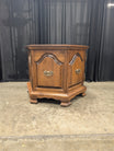 Traditional Dark Wood Hexagonal Nightstand with Paneled Doors