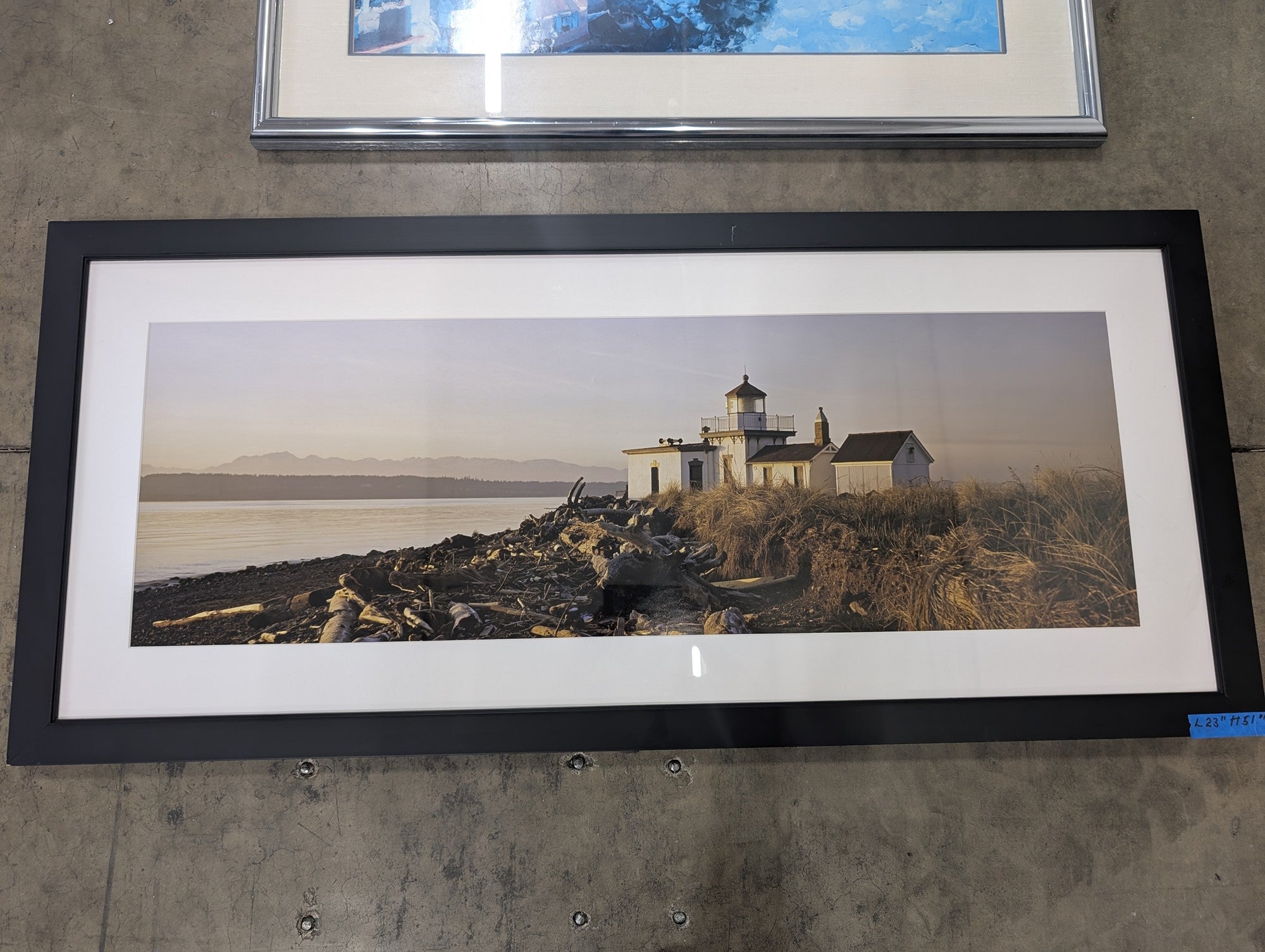 Lighthouse Coastal Panoramic Framed Photograph in Black Frame