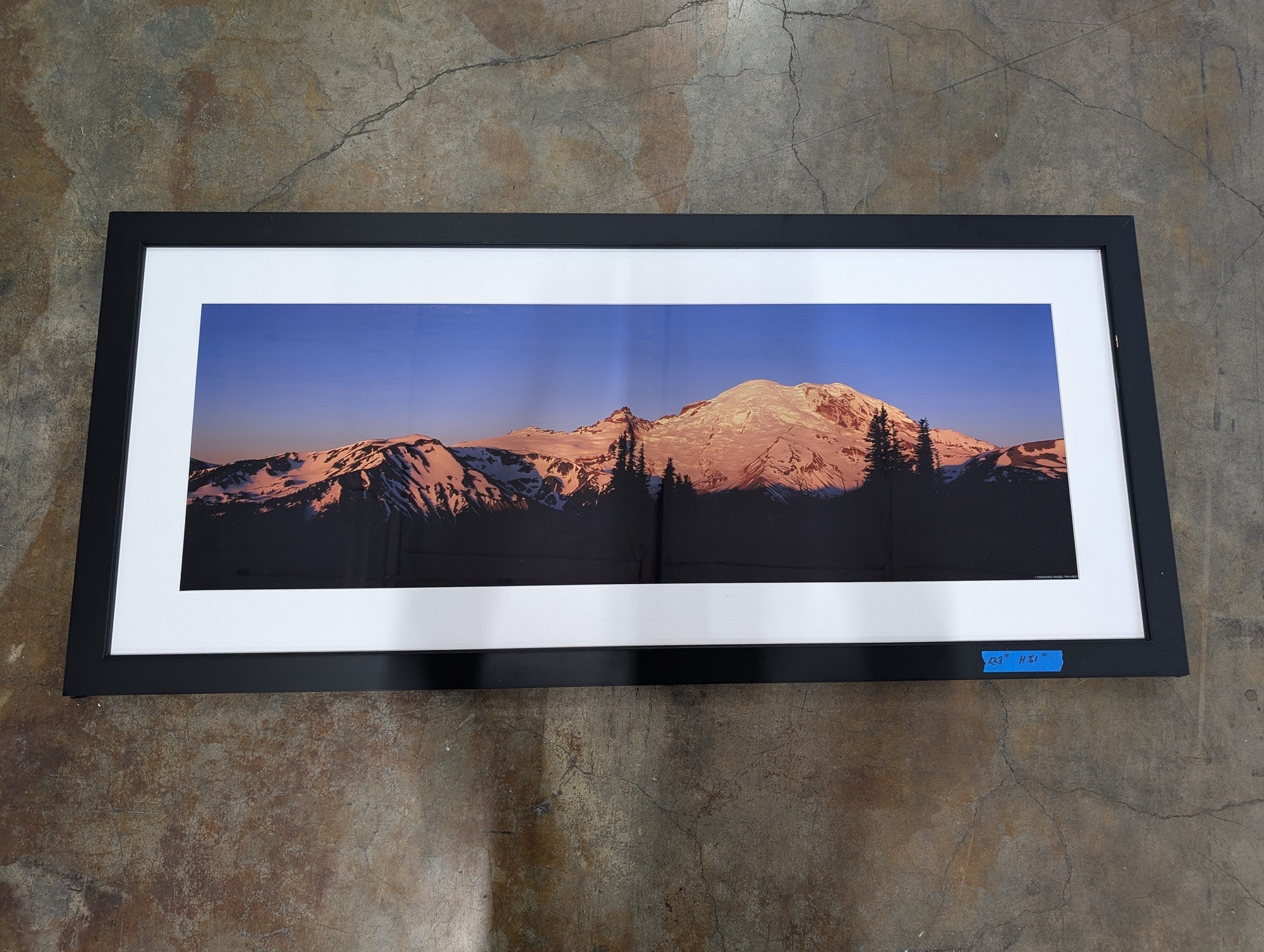 Panoramic Mountain Range Framed Wall Art in Black Frame
