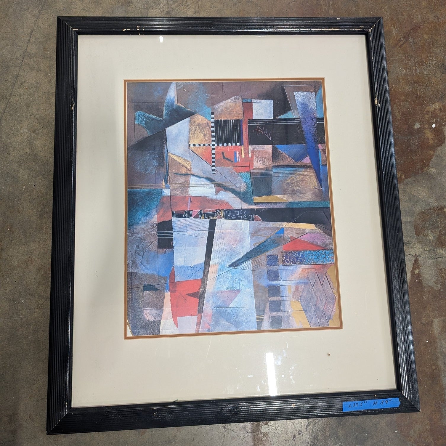 Vibrant Abstract Modern Painting in a Black Frame