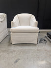 Upholstered Club Chair with Geometric Diamond Pattern and Skirted Base