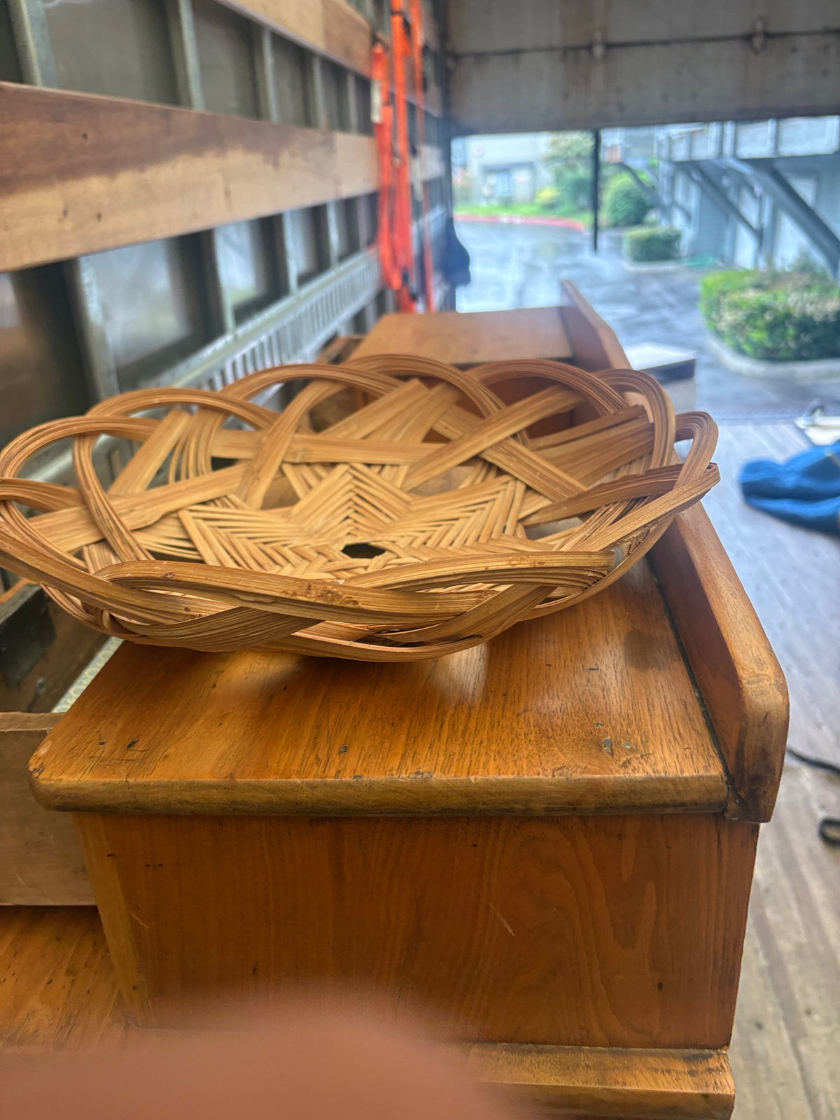 Handcrafted Natural Woven Wood Decorative Basket Tray
