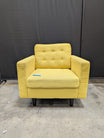 Mid-Century Yellow Fabric Tufted Armchair