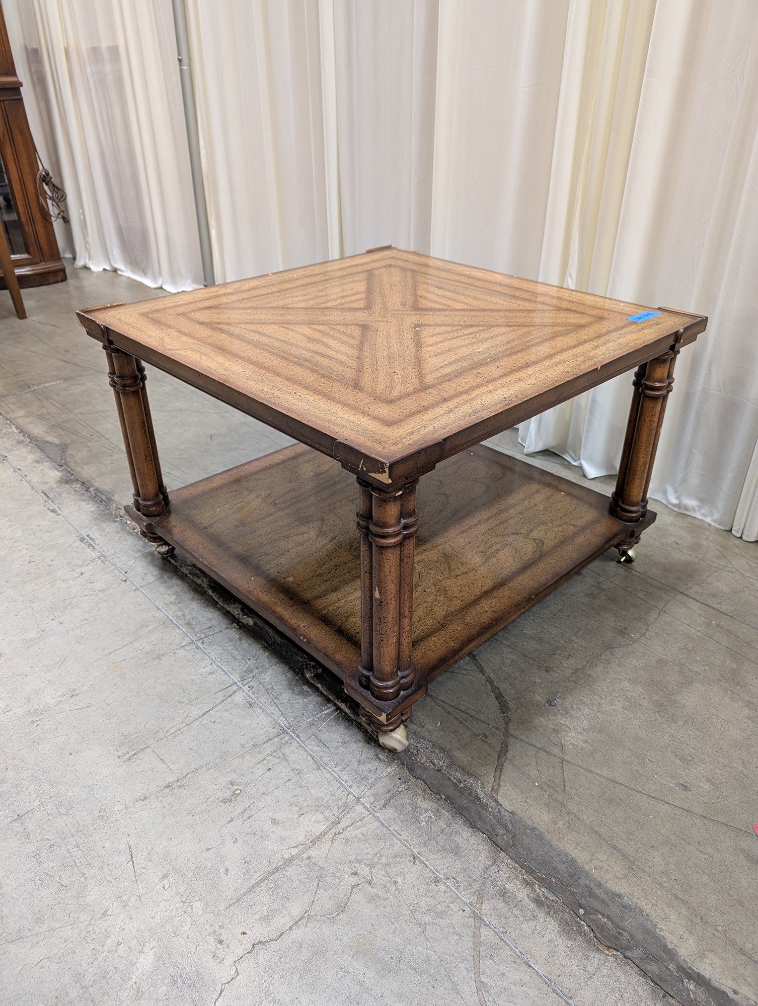 KEEMIA S Square Wood Coffee Table with Casters