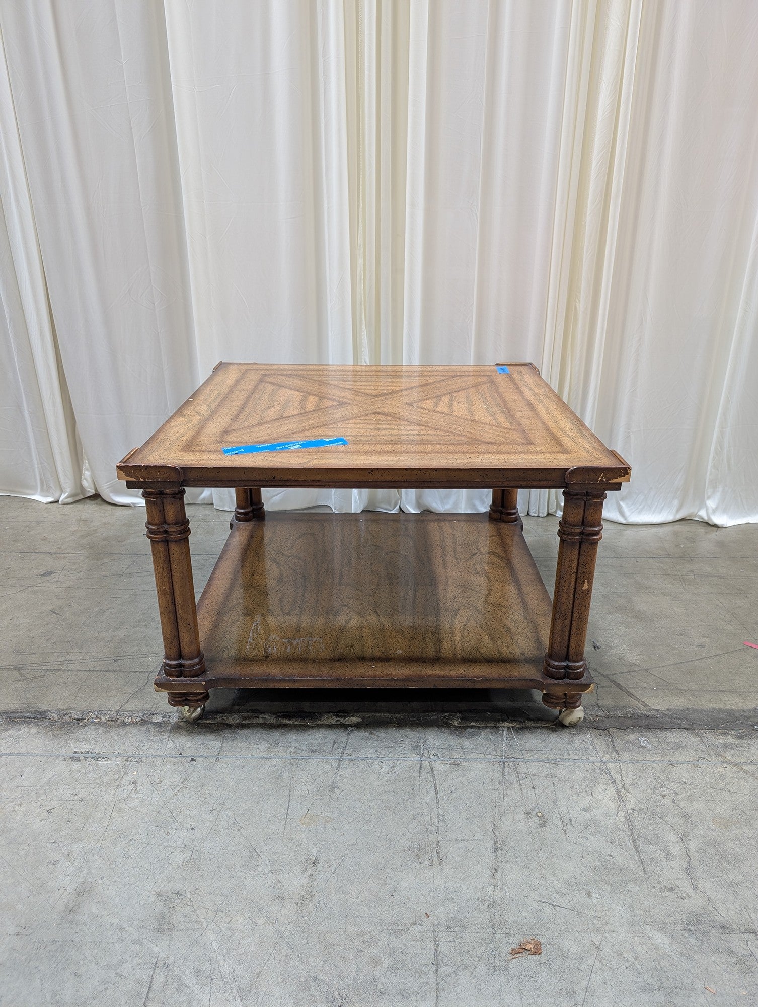 KEEMIA S Square Wood Coffee Table with Casters