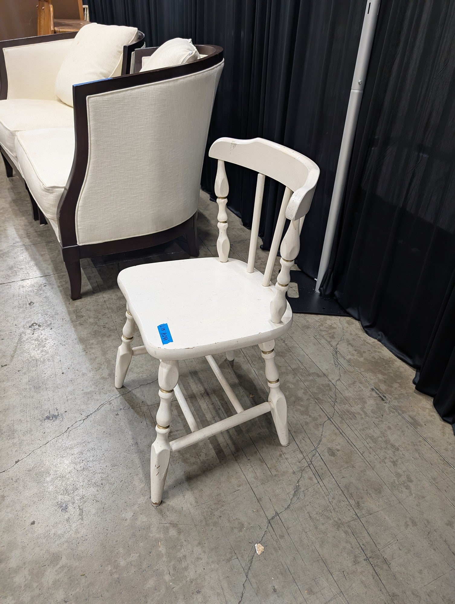 White Wooden Farmhouse Dining Chair with Gold Accents