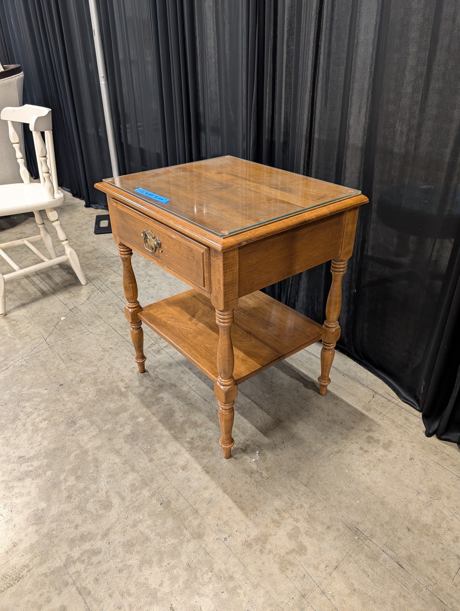 Ethan Allen Wood Nightstand with Glass Top