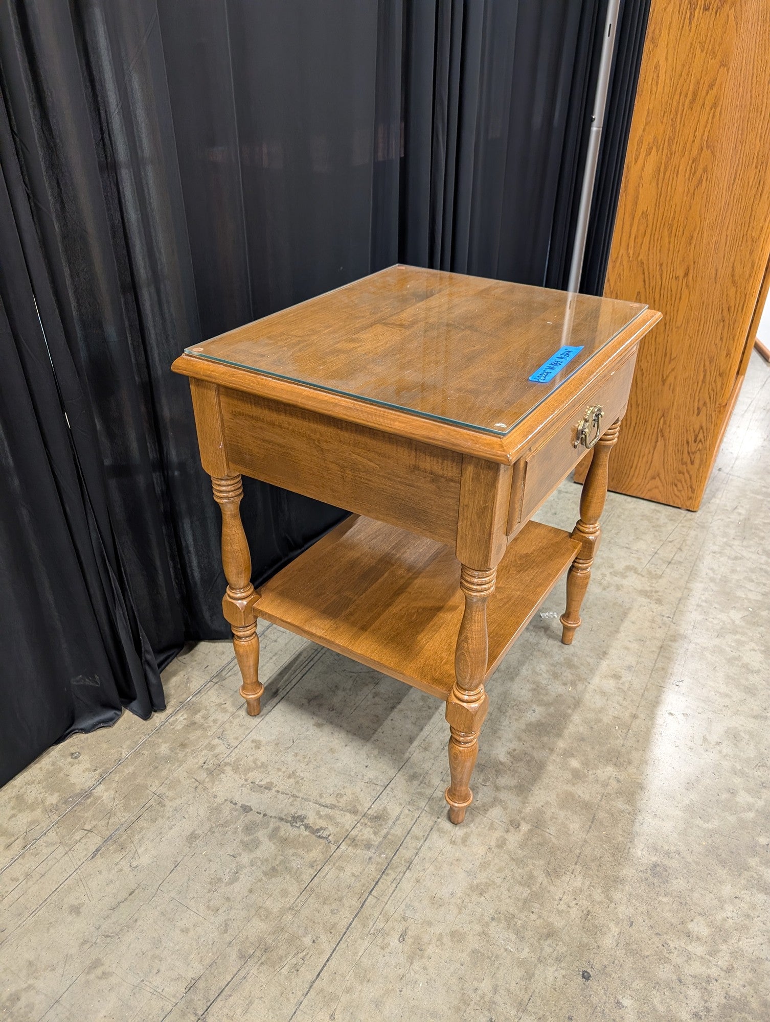 Ethan Allen Wood Nightstand with Glass Top