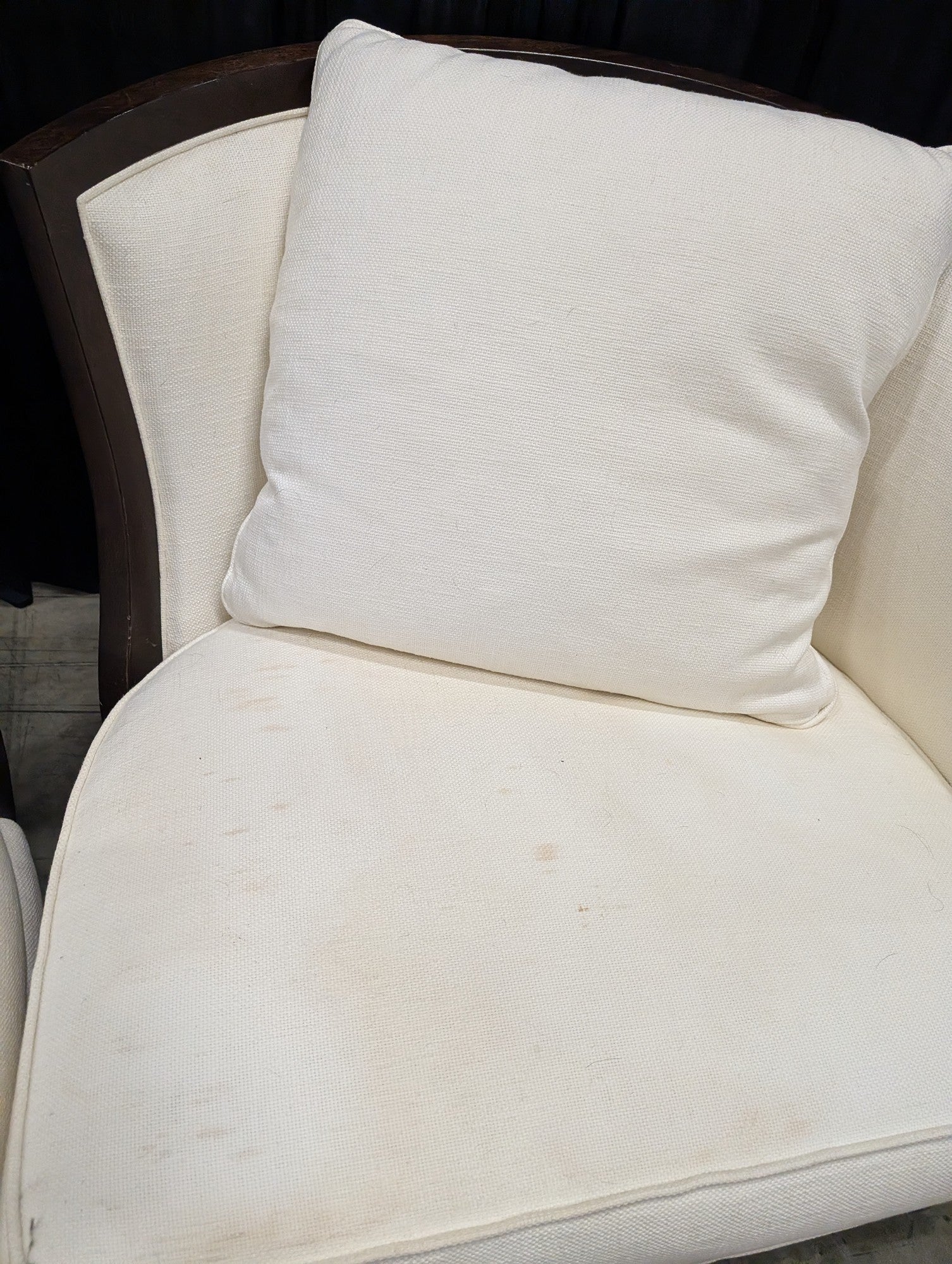 Pair of Cream Curved Back Fabric Accent Chairs