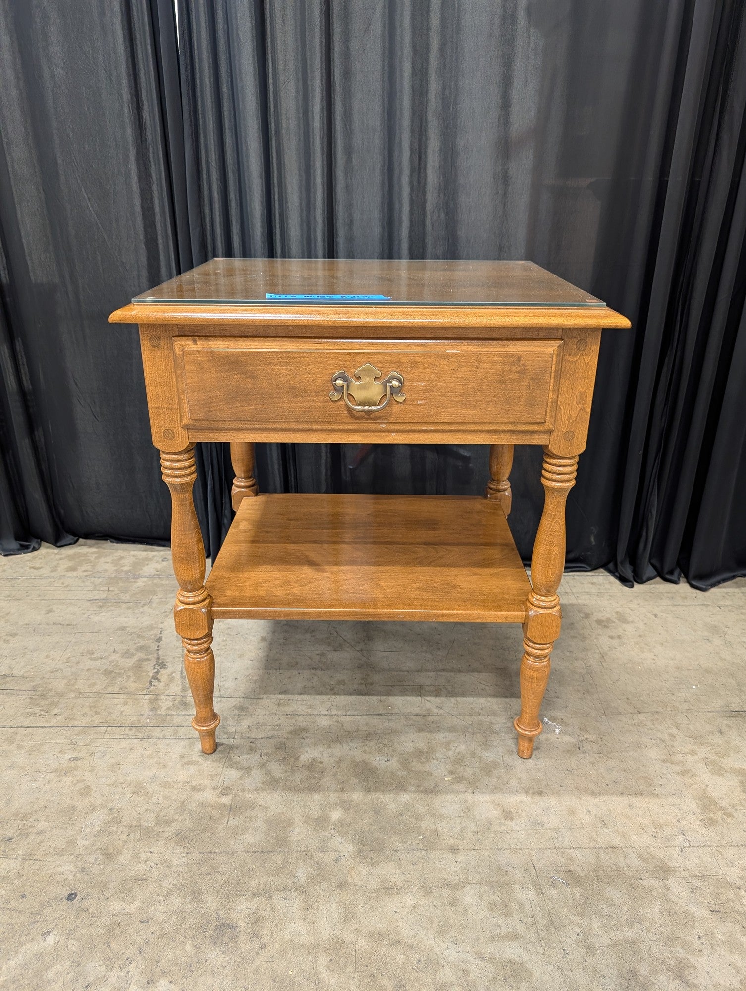 Ethan Allen Wood Nightstand with Glass Top