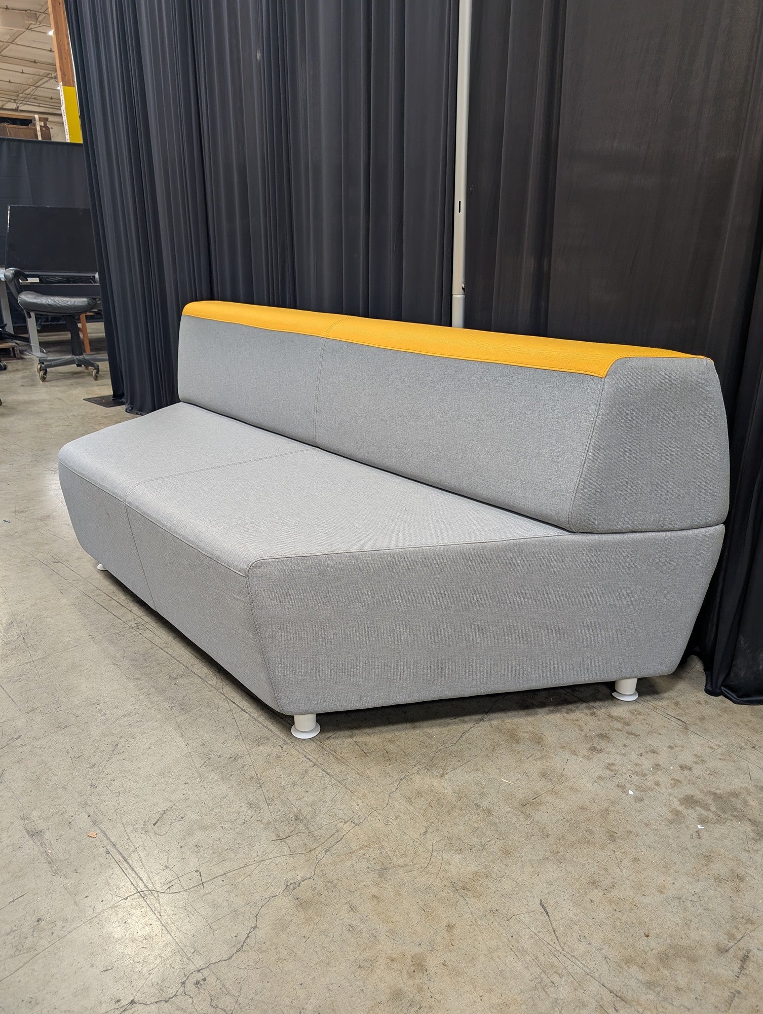 Steelcase Grey Fabric Loveseat with Yellow Accent