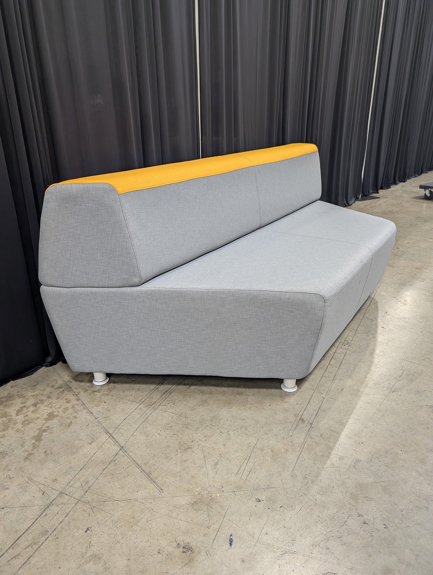Steelcase Grey Fabric Loveseat with Yellow Accent