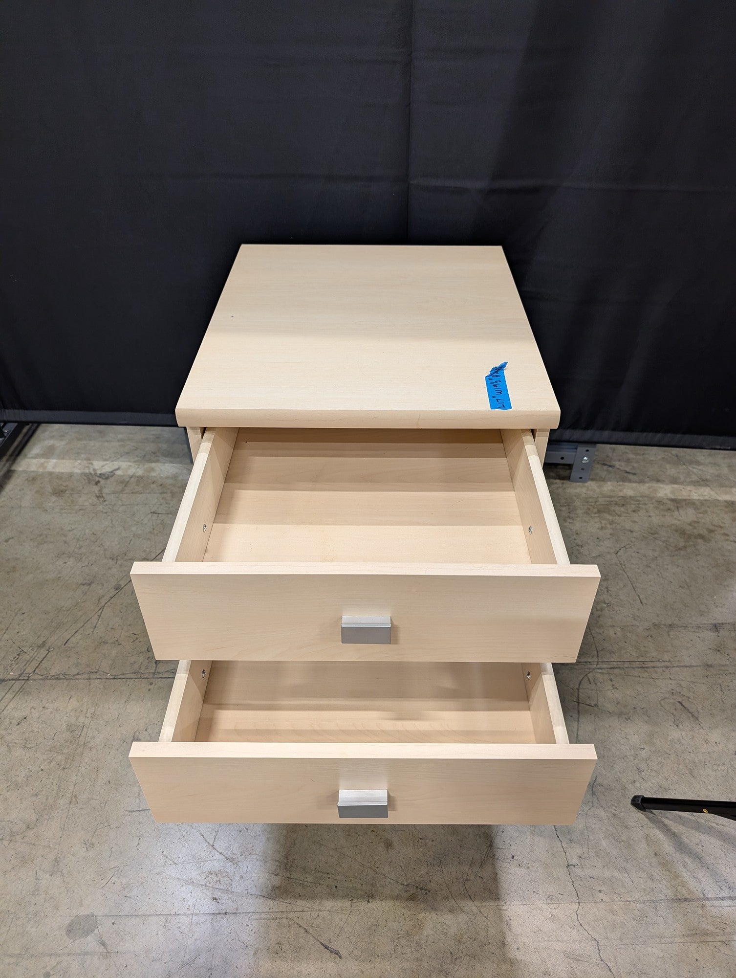 Modern Light Wood Tone Nightstand with Two Drawers and Open Shelf