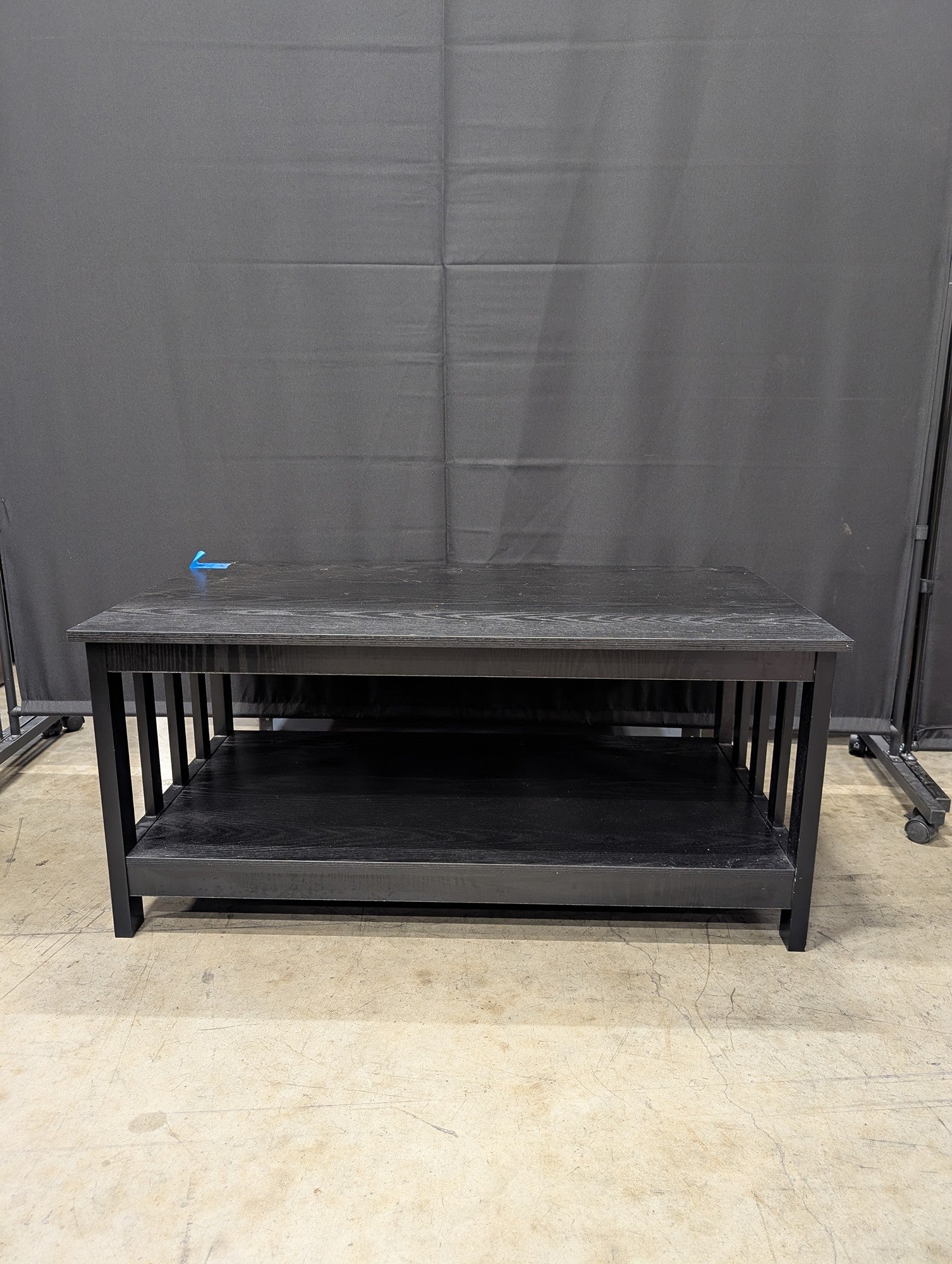 Modern Farmhouse Black Wood Coffee Table with Storage Shelf