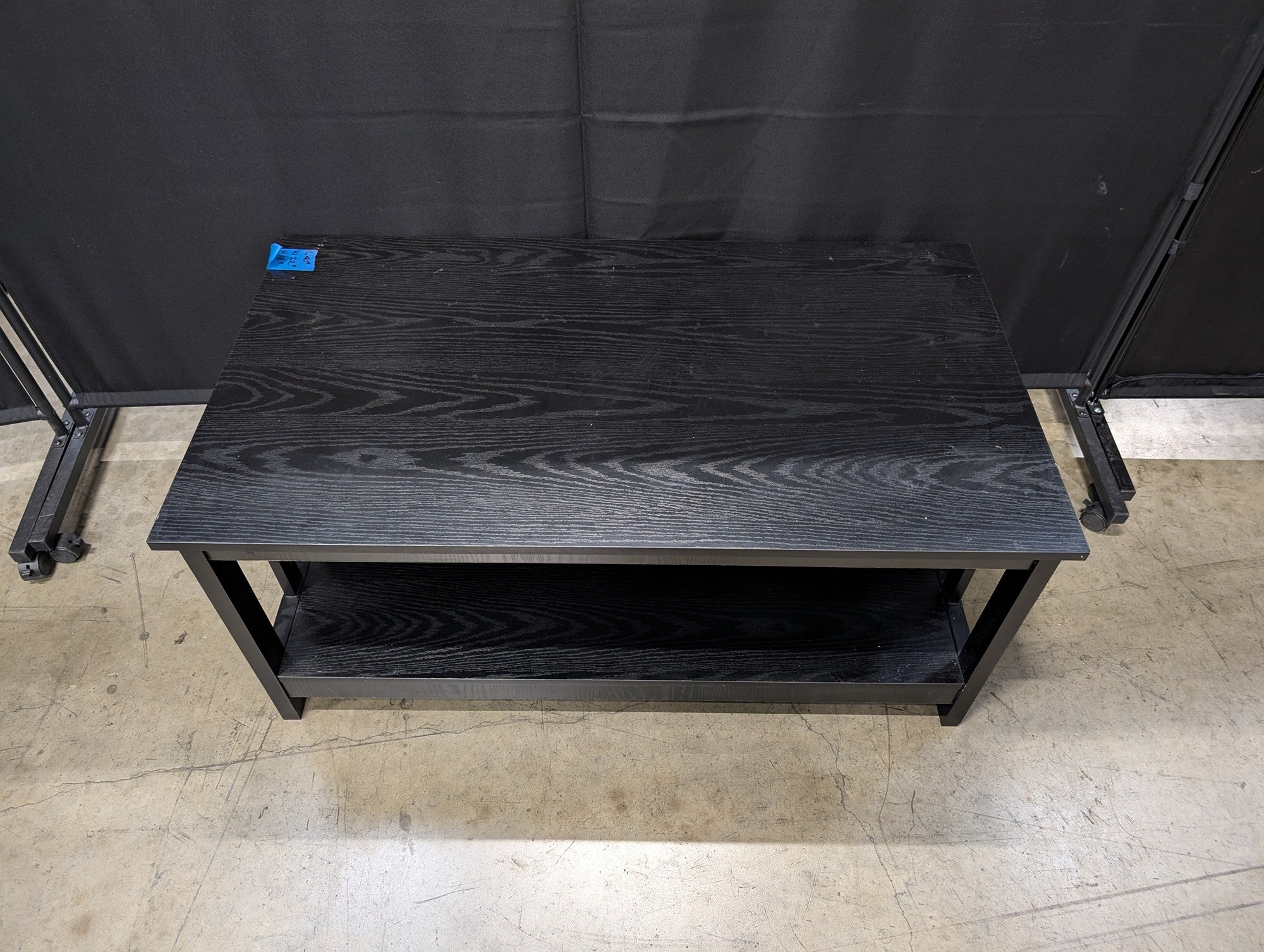 Modern Farmhouse Black Wood Coffee Table with Storage Shelf