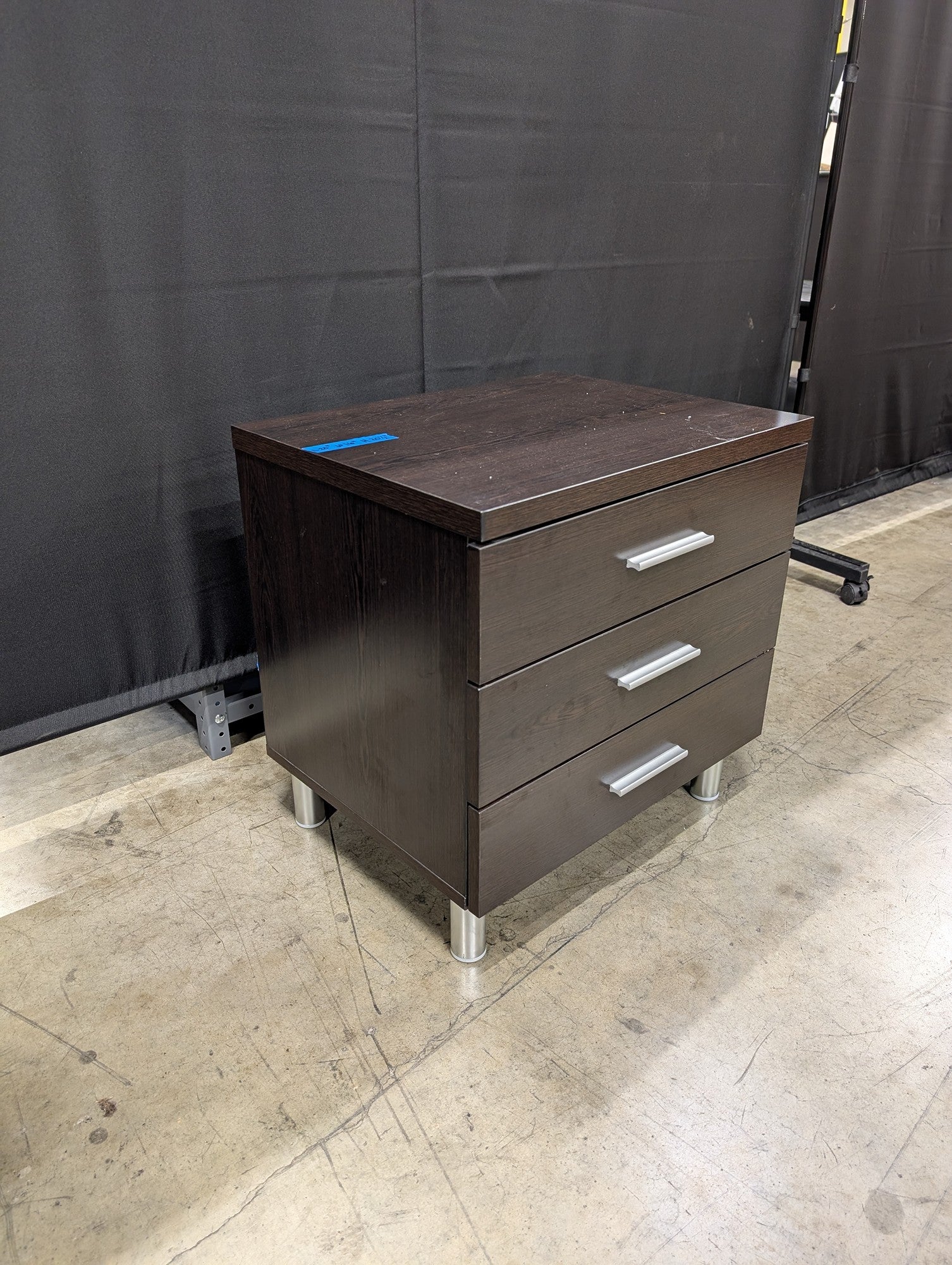Contemporary Dark Brown Three-Drawer Nightstand