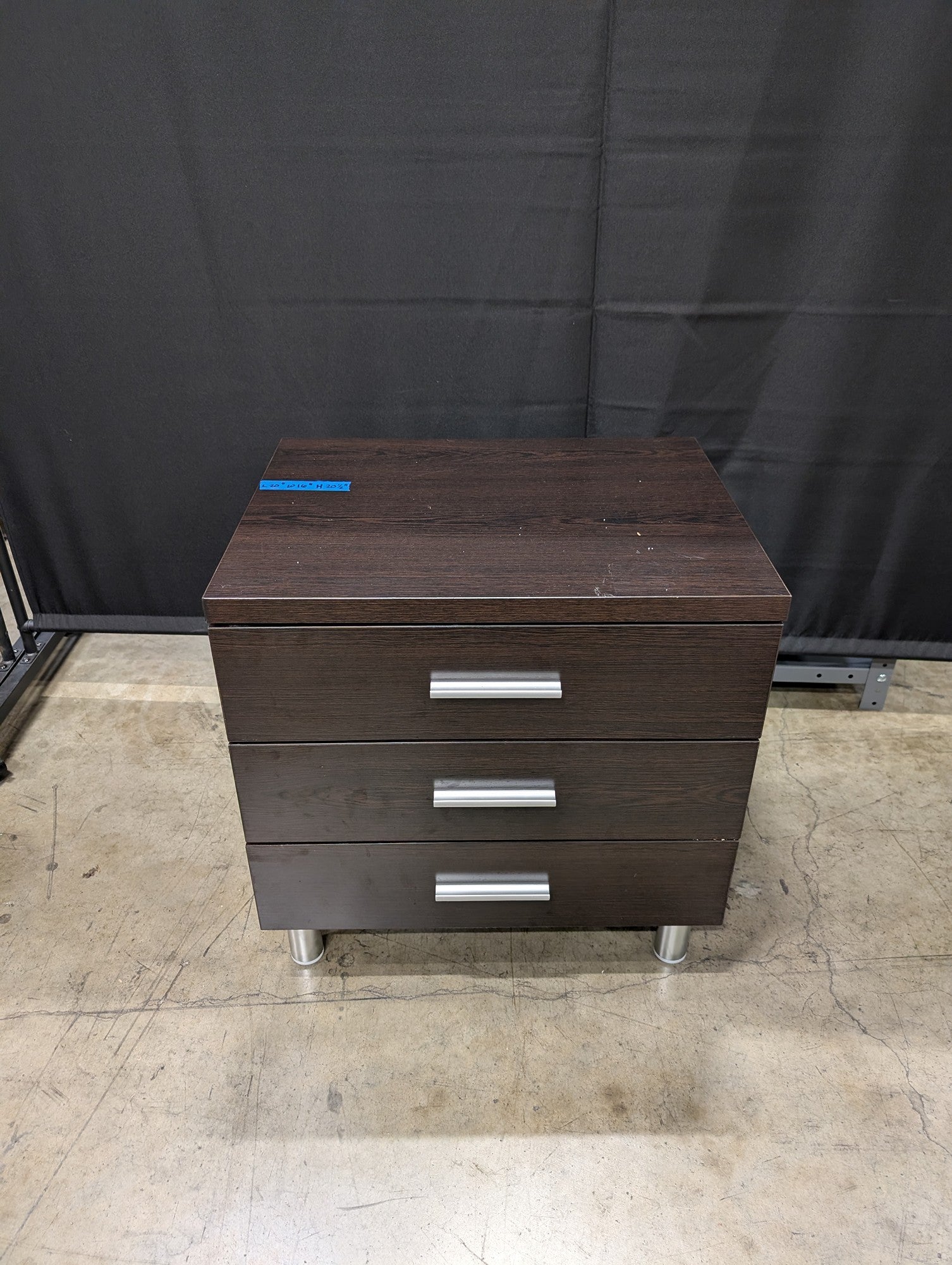Contemporary Dark Brown Three-Drawer Nightstand
