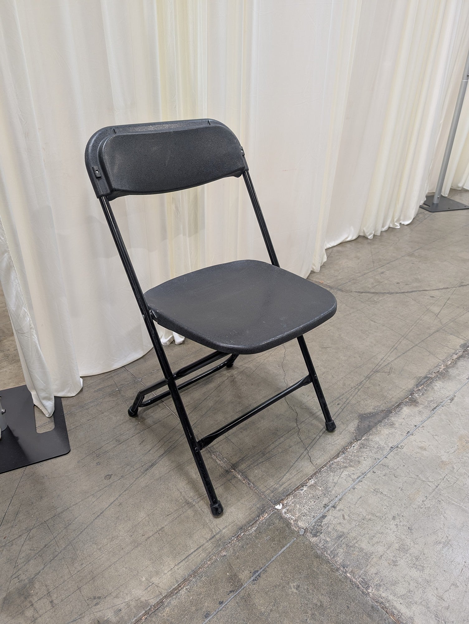Grey Plastic Folding Chair with Metal Frame