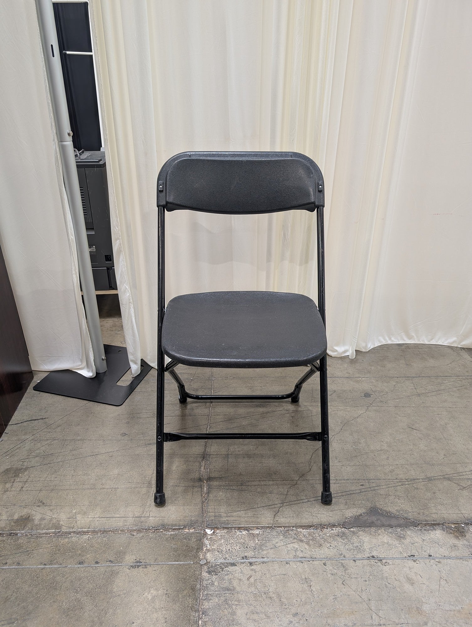 Grey Plastic Folding Chair with Metal Frame