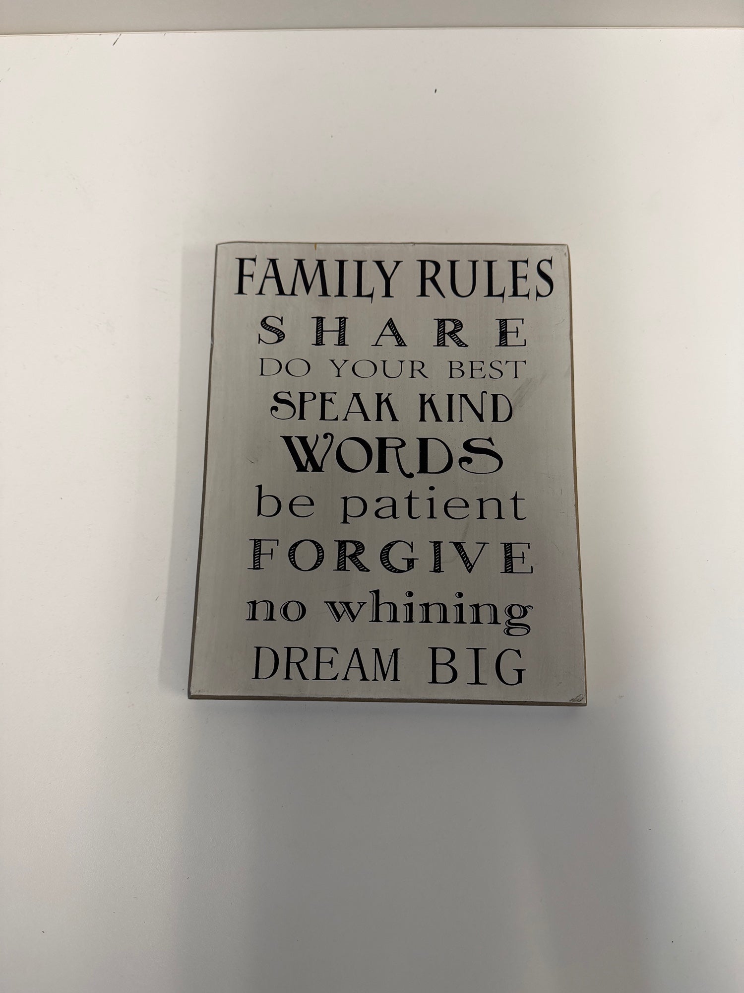 Light Wood Family Rules Wall Sign with Inspirational Text