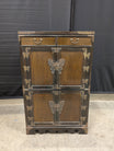 Antique Dark Wood Storage Cabinet with Butterfly Latches