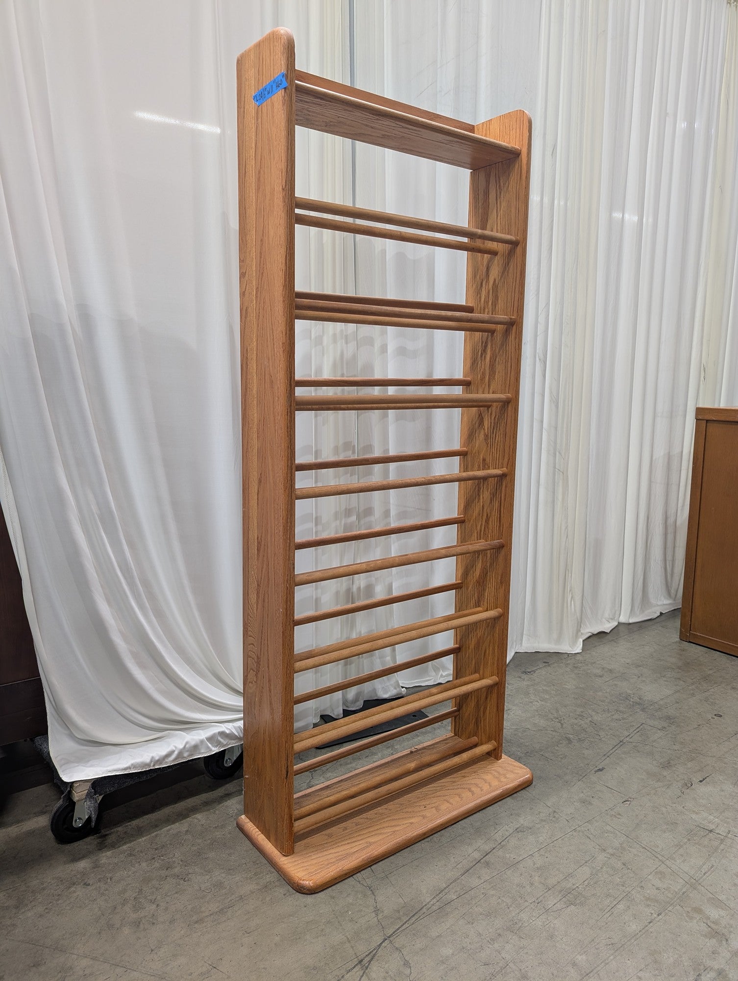 Natural Wood Tall Shoe Rack with Multiple Tiers