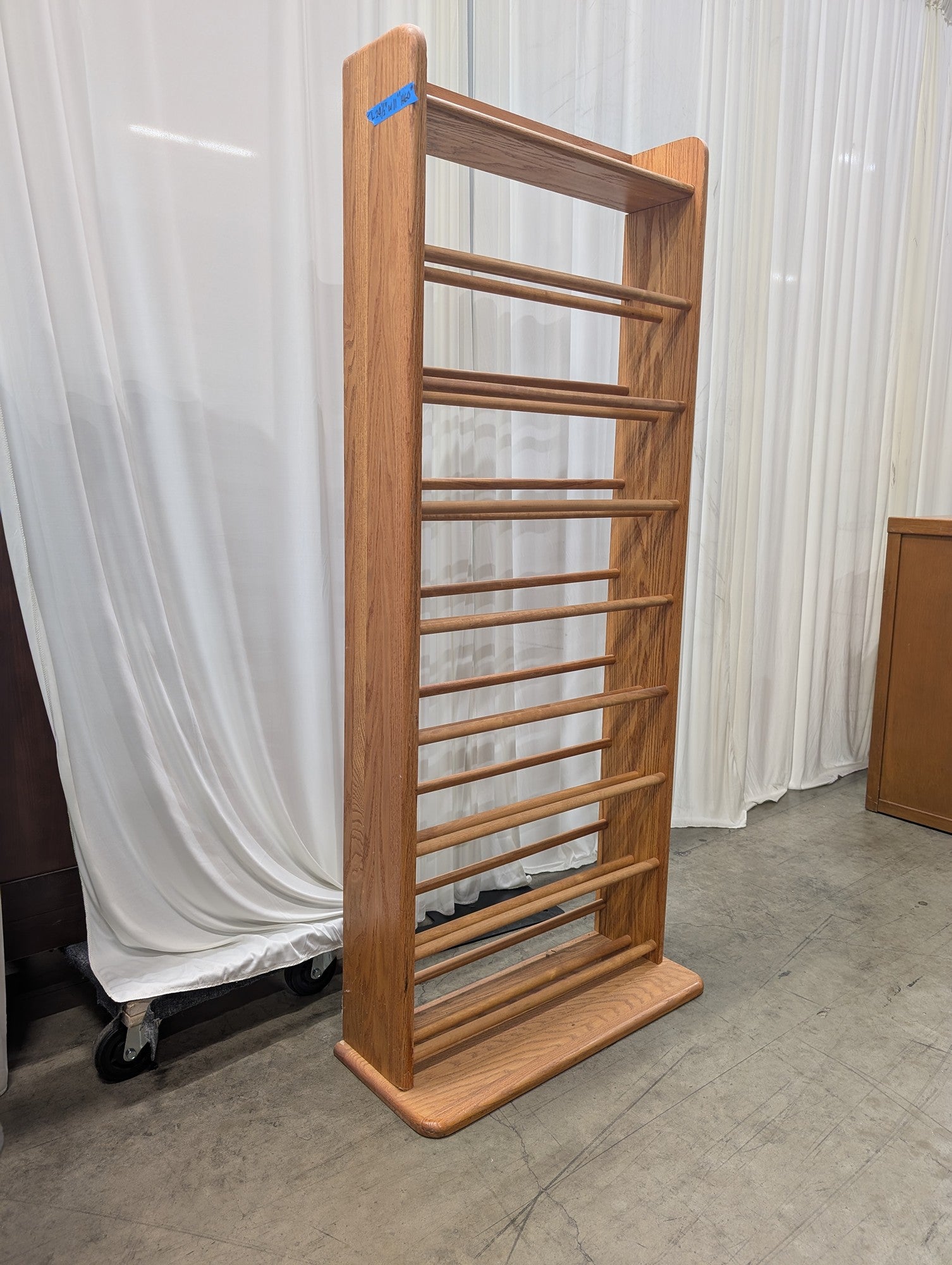 Natural Wood Tall Shoe Rack with Multiple Tiers