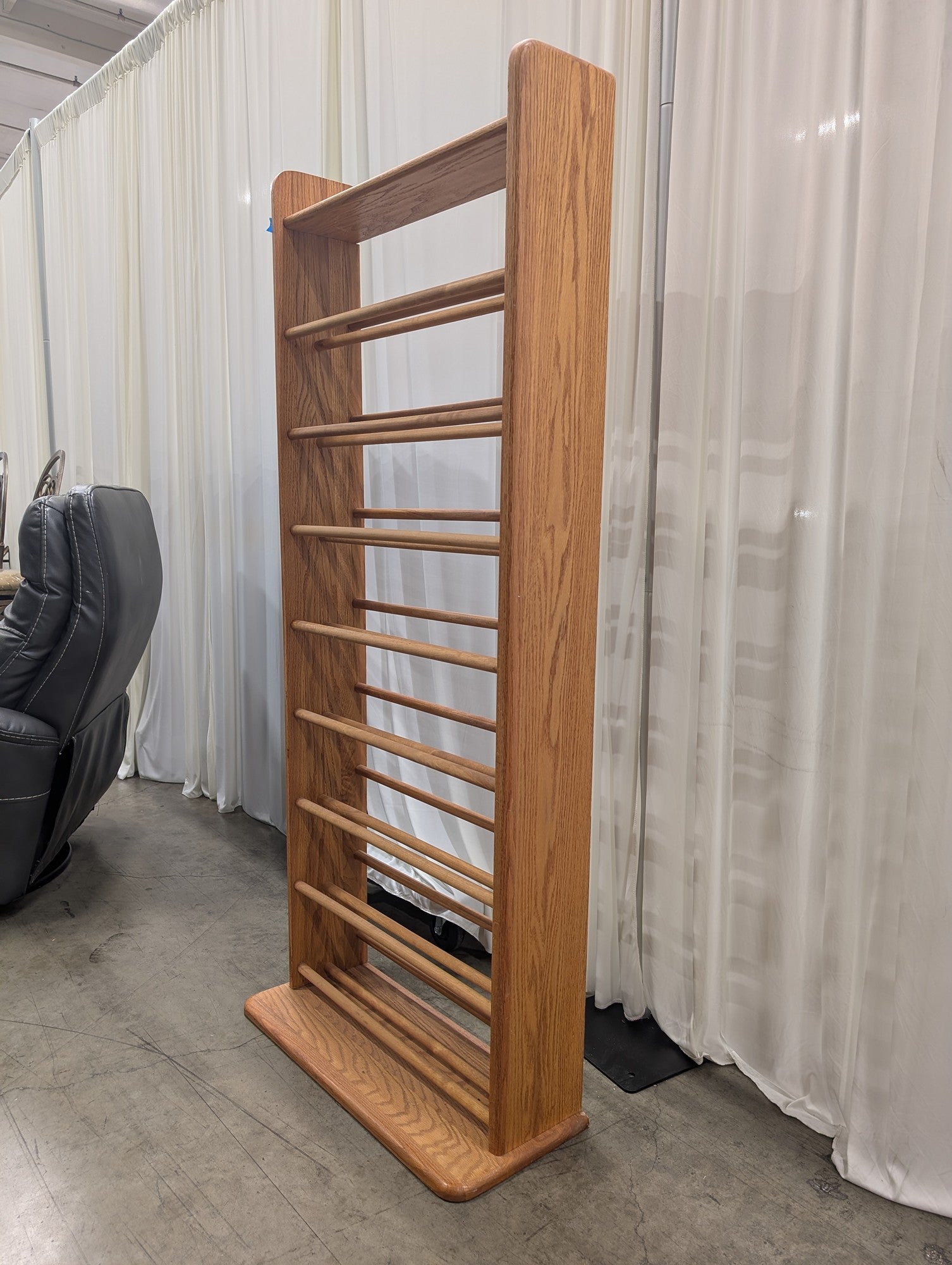 Natural Wood Tall Shoe Rack with Multiple Tiers