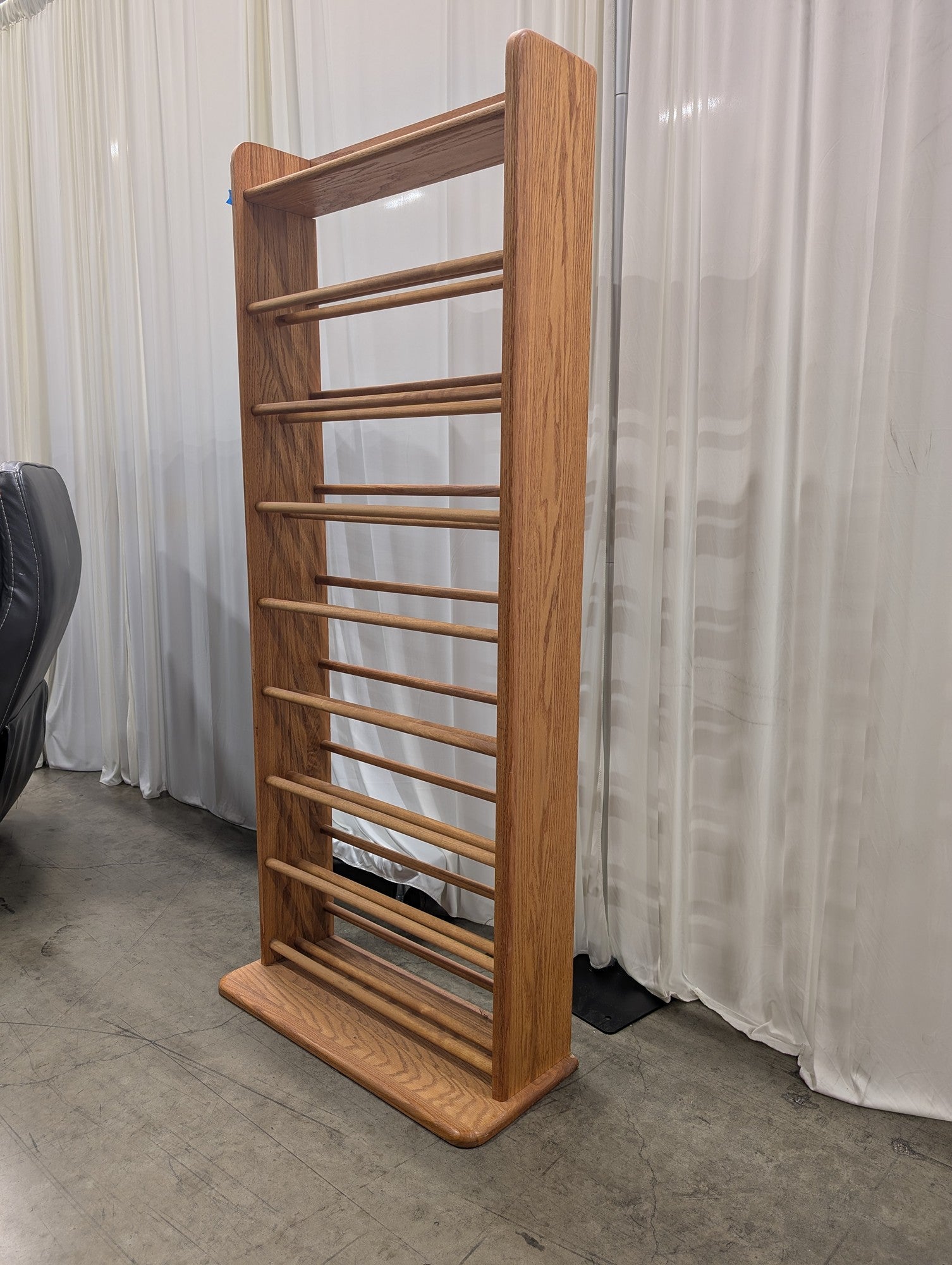 Natural Wood Tall Shoe Rack with Multiple Tiers