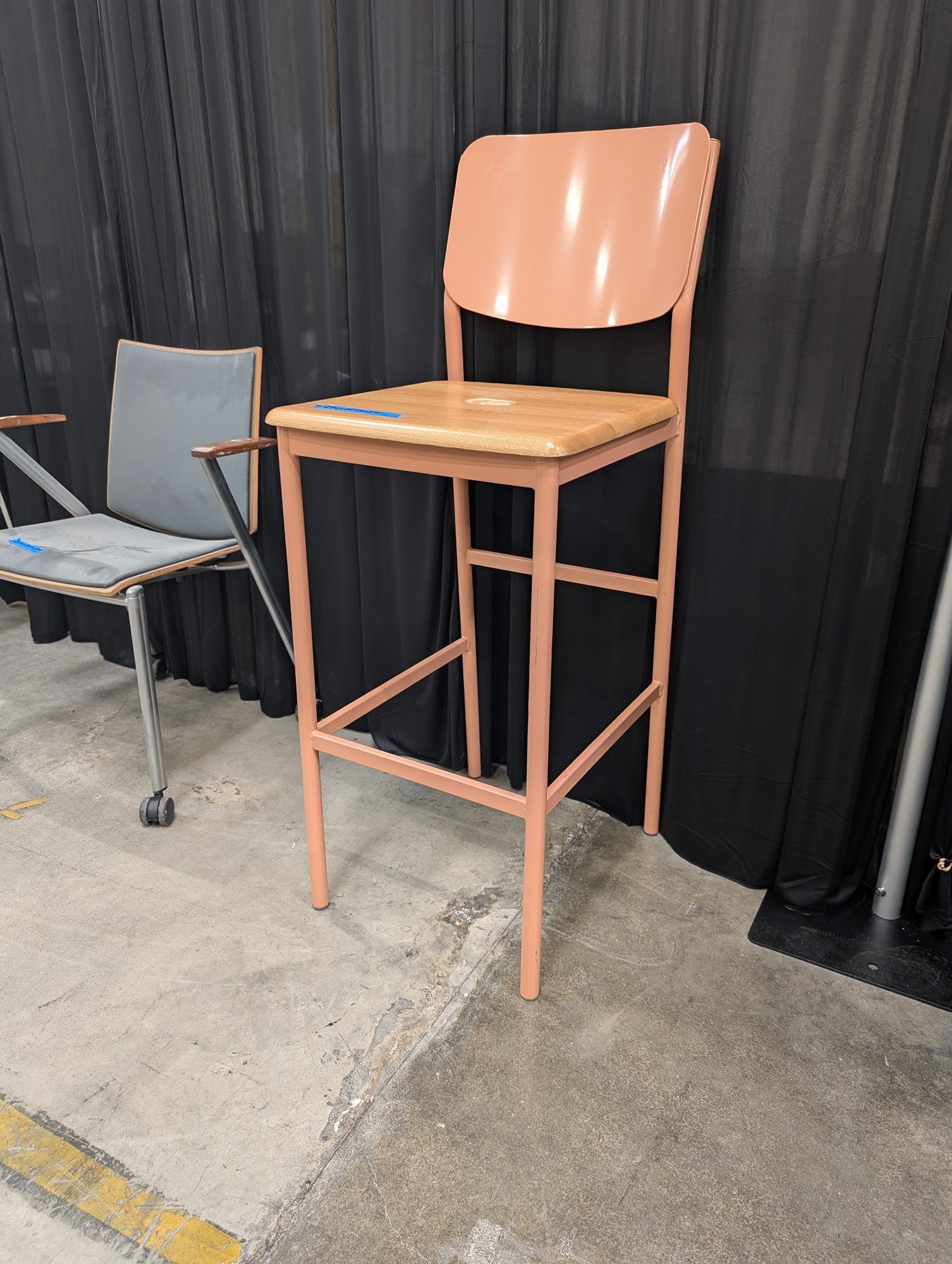 KEILHAUER Peach Metal Bar Stool with Wood Seat